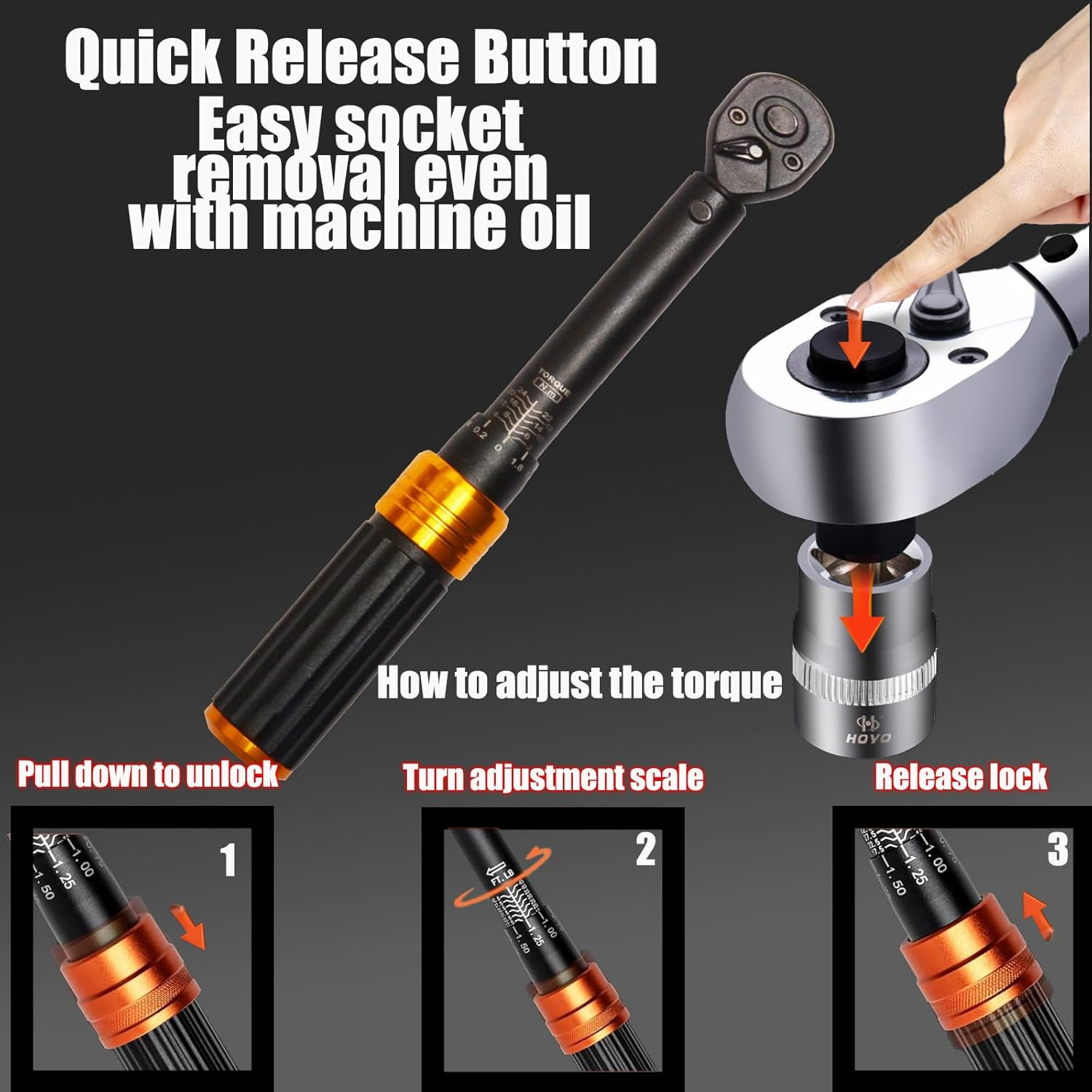 33-Piece 1/4" Torque Wrench Set, (2-25Nm) Dual Direction Adjustable 72 Tooth for Bike and Motorcycle Maintenance,With Extension Pole and Storage Box image number 5