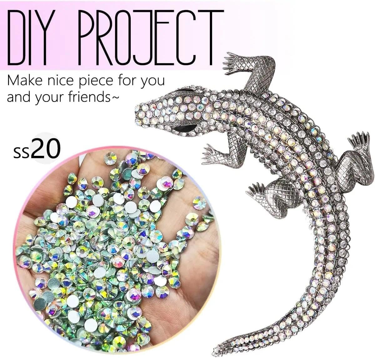 1440Pcs SS20 4.7Mm Crystal AB Nail Rhinestones Flatback Bulk Nail Art round K9 Glass Gems Beads Stones Diamonds Glitter Nail Charms Jewels for Nails Decoration Crafts Eyes Face Makeup Clothes Shoe