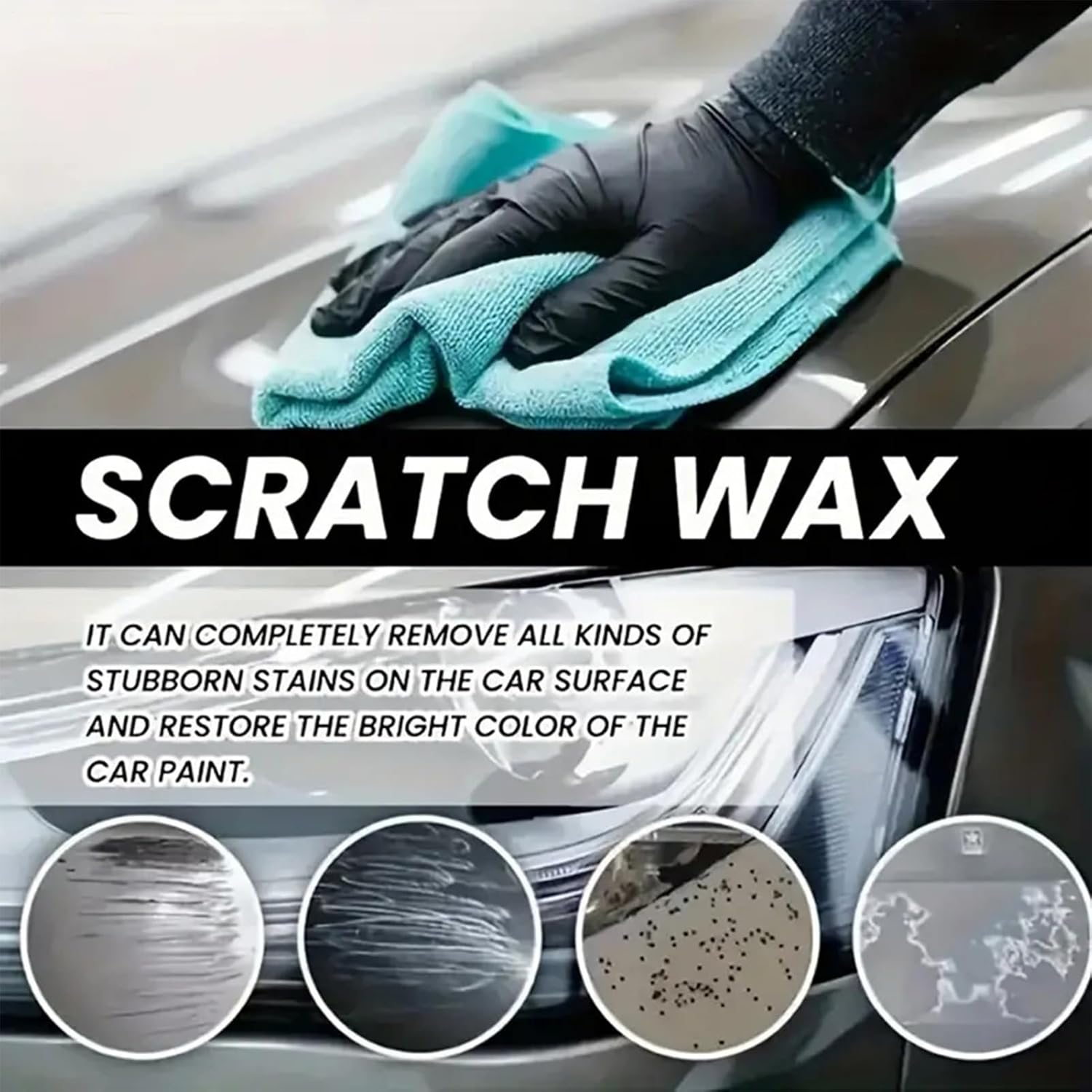 Zibeem Car Scratch Repair Wax | Automotive Polish, Scratch Removers & Waxes | 100G Quick-Curing Hydrophobic Polisher with Sponge for High-Gloss Finish, Easy Application Long-Lasting Protectant image number 1