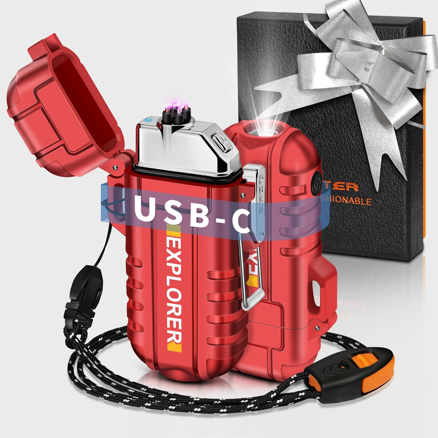 Lafagiet USB-C Rechargeable Lighter, Dual Electric Arc, Waterproof, Flame-Less, Windproof Plasma Lighters for Grill, Survival, Camping, Candle - F13-Camouflage image number 3