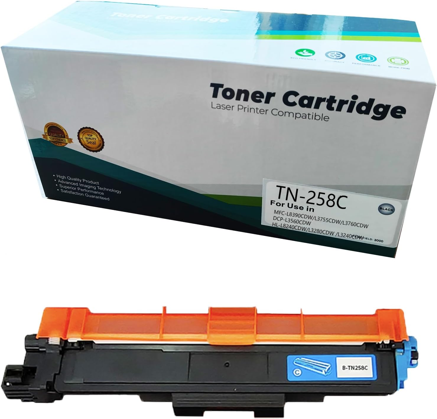 JOJOBE Planet TN-258C Compatible Toner Cartridge with Brother MFC-L8390CDW L3755CDW L3760CDW L8240CDW HL-L3280CDW L3240CDW DCP-L3520CDW L3560CDW , 1200 Pages per Cartridge Cyan image number 3