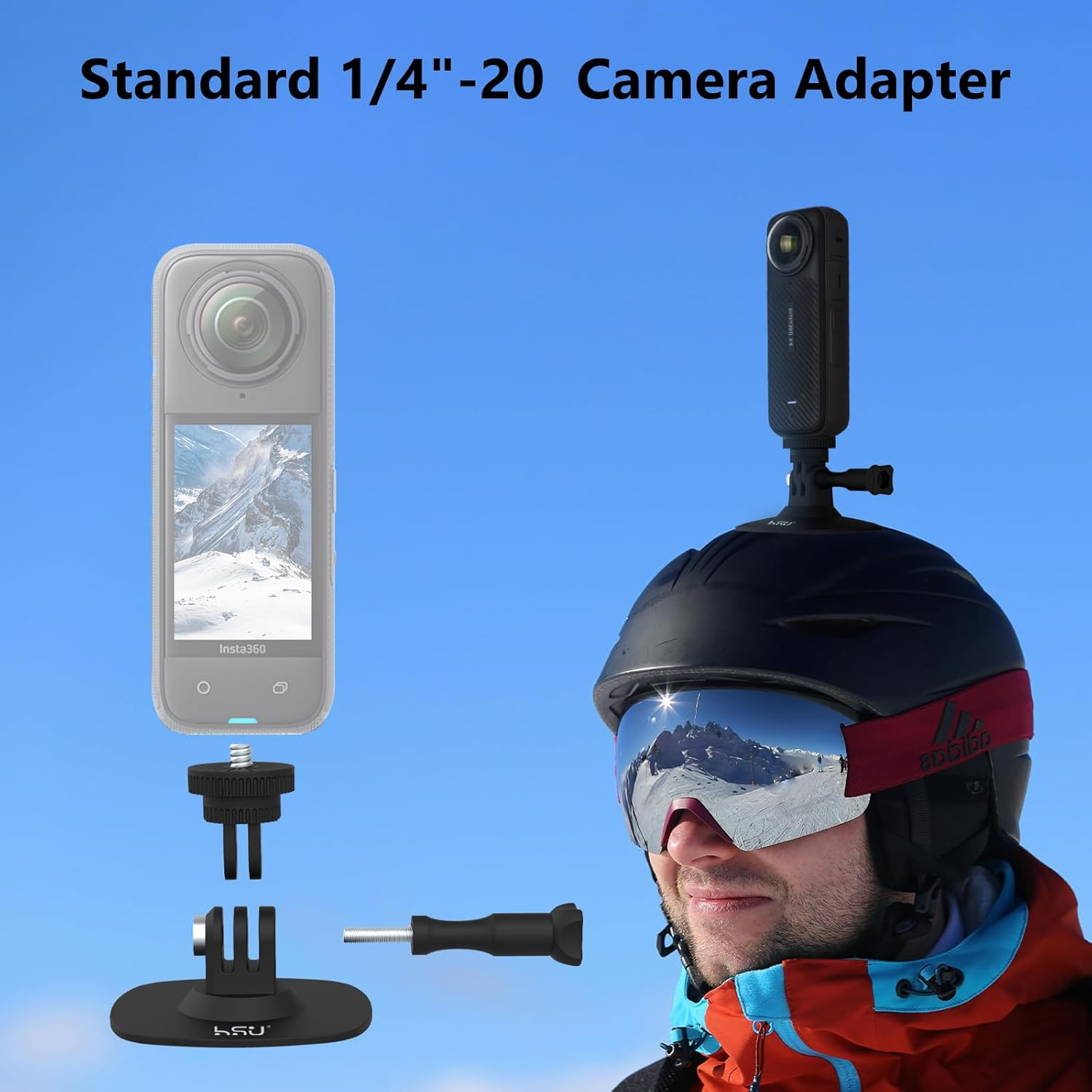 HSU Flexible Helmet Mounts for Insta360, Adhesive Mounts for Go Pro, Extension Arms Accessory Kit for Action Cameras (12 in 1) image number 3