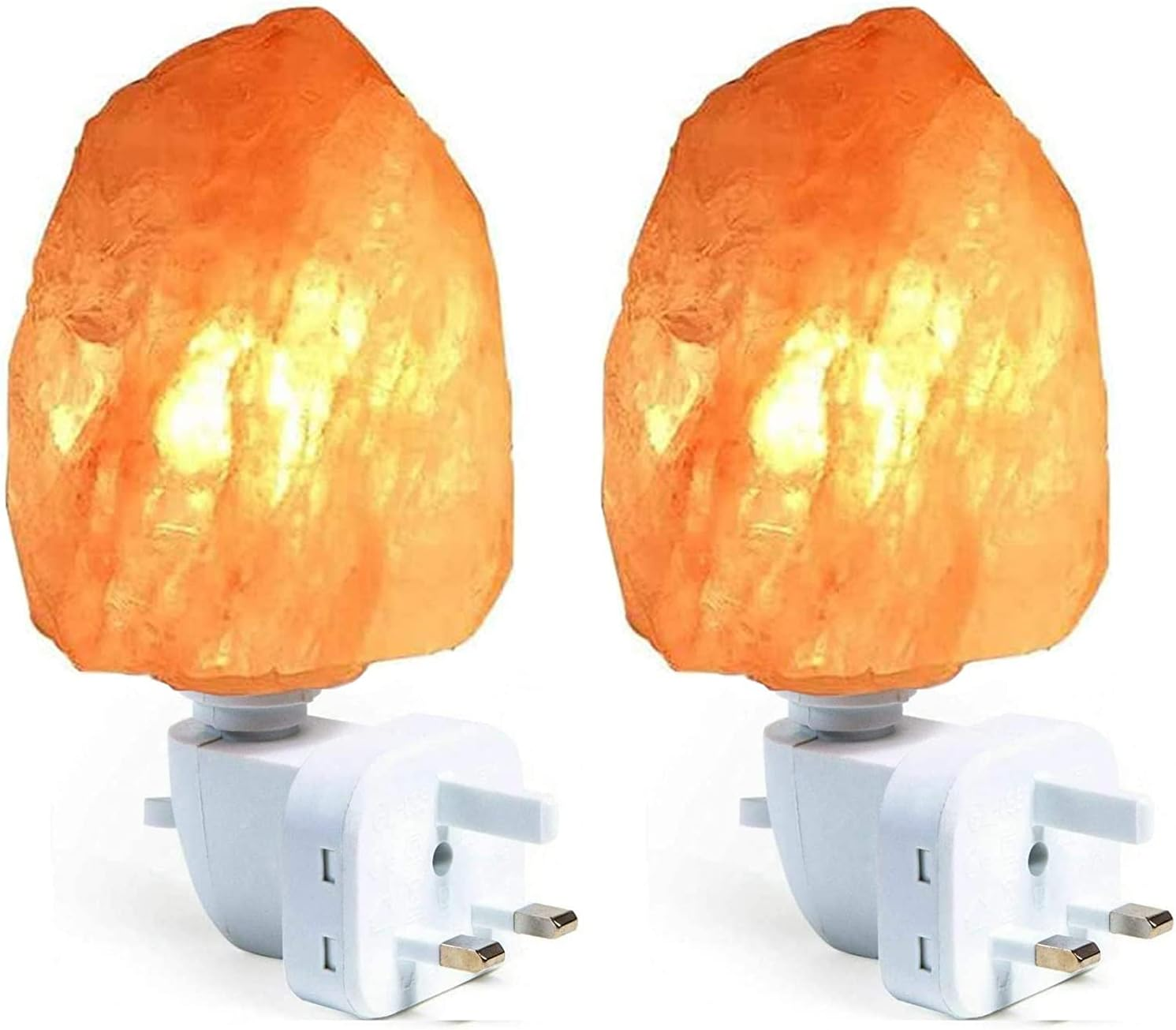 2 Pack Himalayan Salt Lamp Salt Rock Hand Carved Natural Amber Natural Crystal Salt Rock Lamps for Bedrooms Night Light Plug Wall Light Air Purifying Lighting/Decor AU Plug (2 PACK, Natural Salt Lamp)
