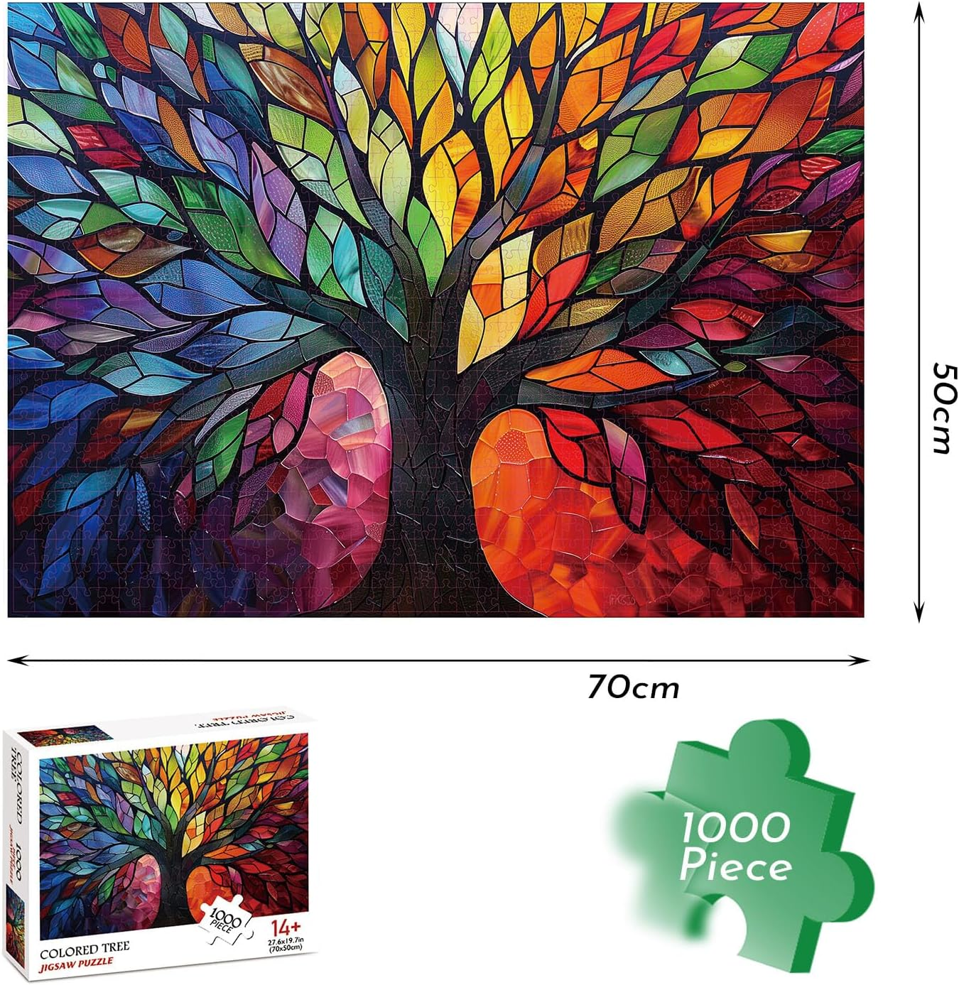Enkis - 1000 Piece Jigsaw Puzzle - Vibrant Colour - 50X70Cm Jigsaw Puzzles 1000 Pieces (Colourful Tree of Life) image number 6
