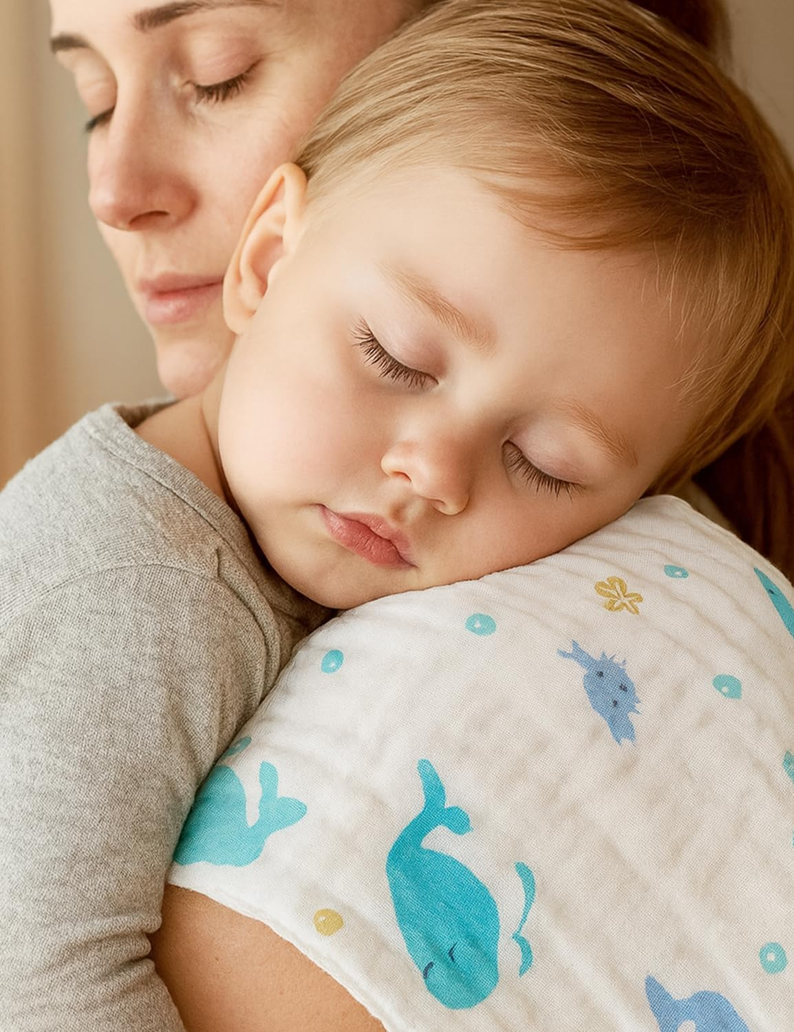 Viaky Muslin Baby Burp Cloths Sets 9 Pack 100% Cotton 25X25Cm Burping Clothes 6 Layers Super Soft and Highly Absorbent Newborn Towel for Baby Girls Boys image number 2