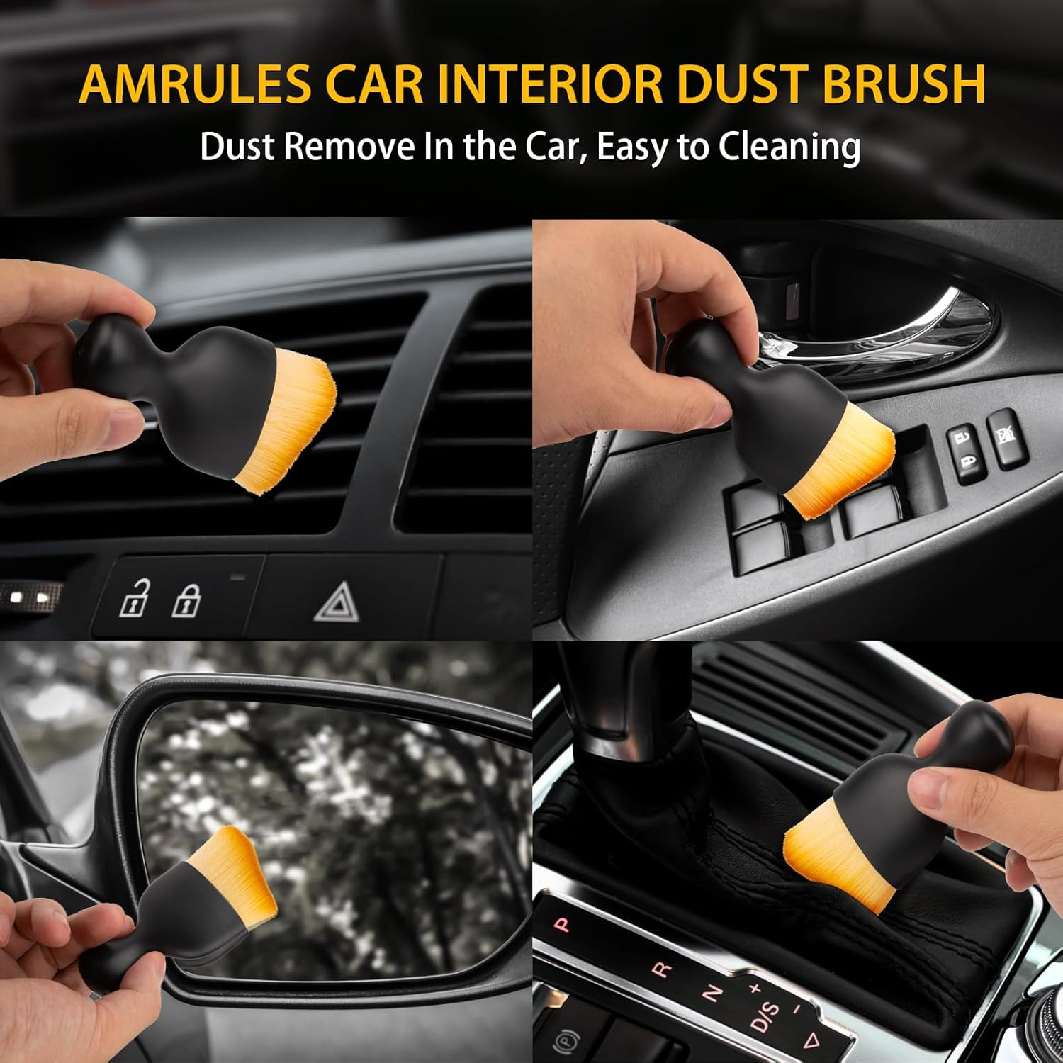 Car Interior Detailing Brush, Auto Car Detailing Brush Dusting Brush, Soft Bristles Car Interior Cleaning Tool for Dashboard Interior, Exterior, Skylight, Leather, Dust Brush (Black) image number 3