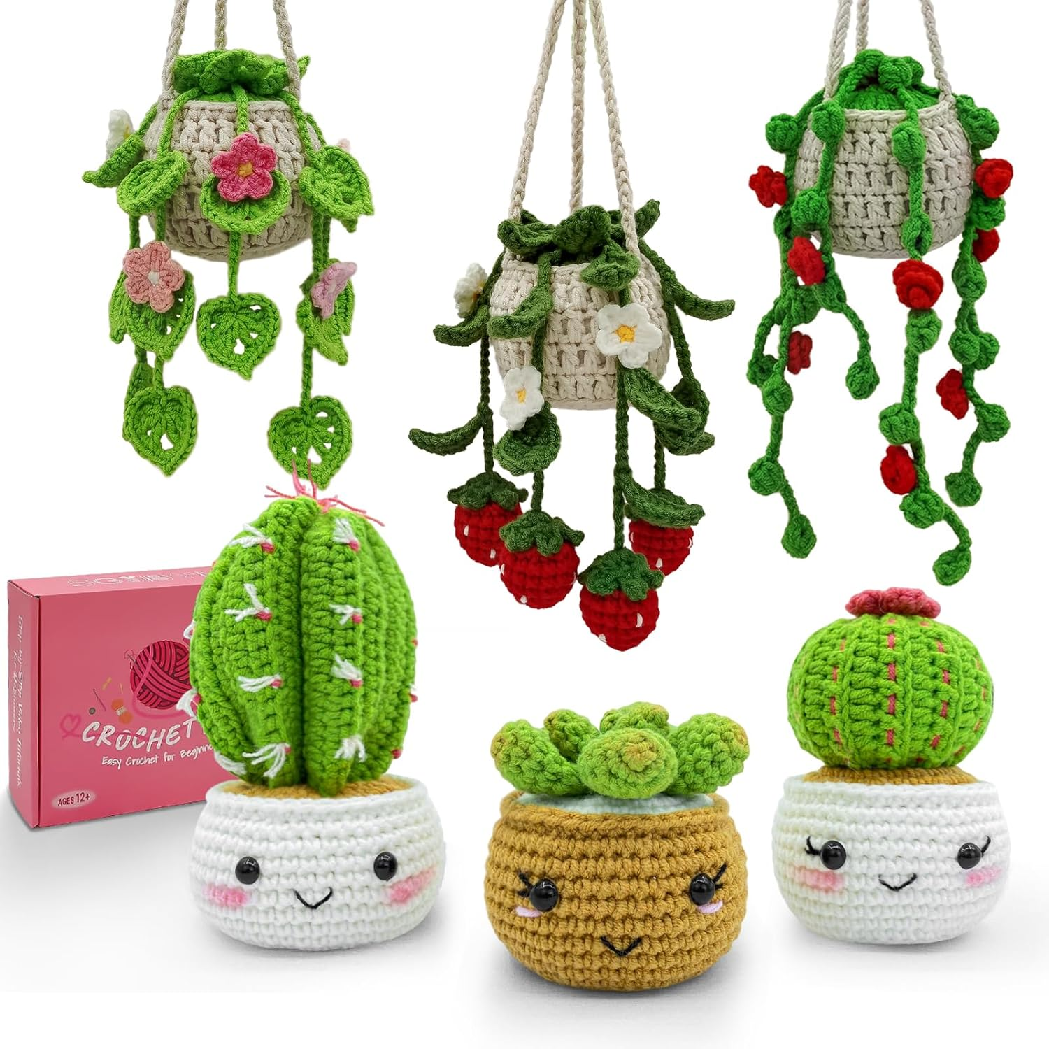 SGIBYN Crochet Kit for Beginners with Step-By-Step Video Tutorials,Beginners Starter Crochet Succulent Plant Kit for Adults,Knitting Kits Learn to Crochet Set (Hanging Plants) image number 3