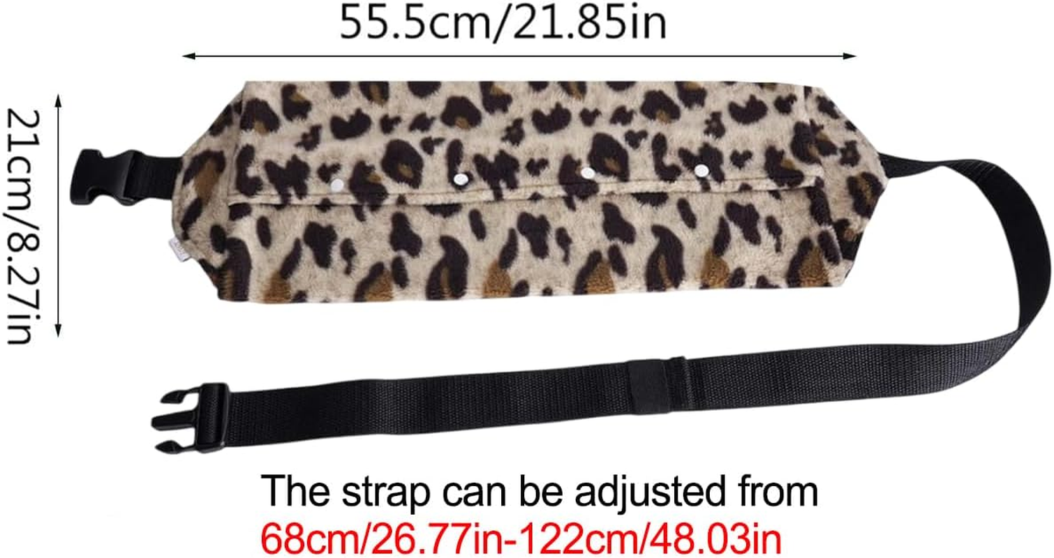 AIMALL Leopard Print Soft Plush Reptile Travel Bag for Lizard Chameleon Guinea Pig Small Animal Carrier with Adjustable Strap, Outing Shoulder Pouch 55.5&times;21Cm image number 3