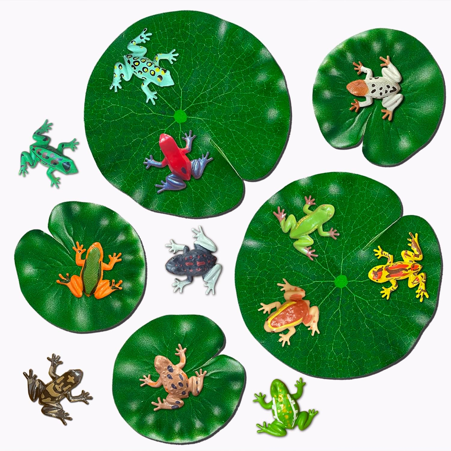 17Pcs Aquarium Decoration Set.Plastic Frogs and Lily Pads for Lake,Fish Tank Accessories Aquarium Decorations Plants.Artificial Pond Plants Ornaments for Pool Aquarium Decoration, (Set a -17) image number 1