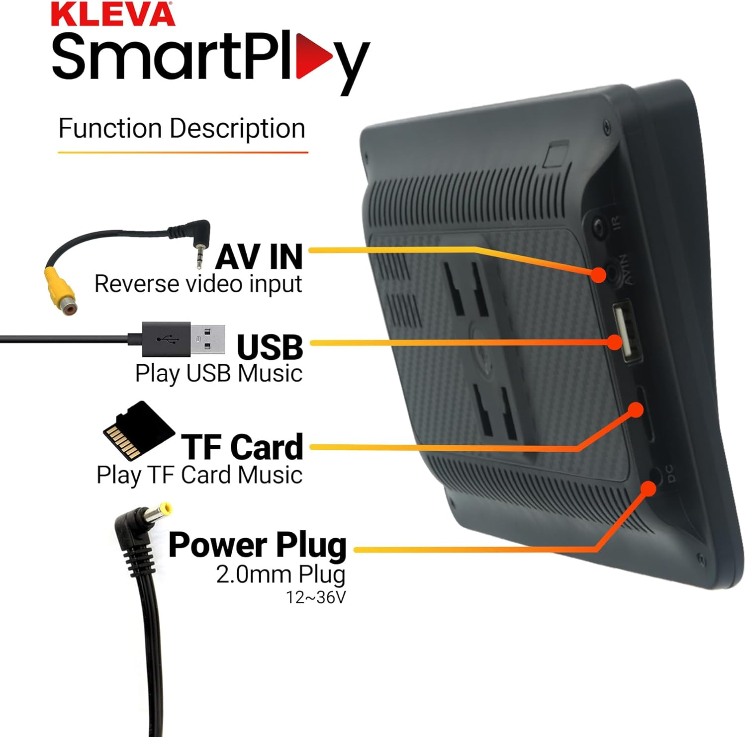 Kleva Range New 7" HD Touch Screen Portable Kleva Smartplay Automatic Multimedia Player - Apple Carplay Android Auto Wireless Audio Voice Control Car Stereo Mirror Link/Siri/Bluetooth/Navigation image number 3