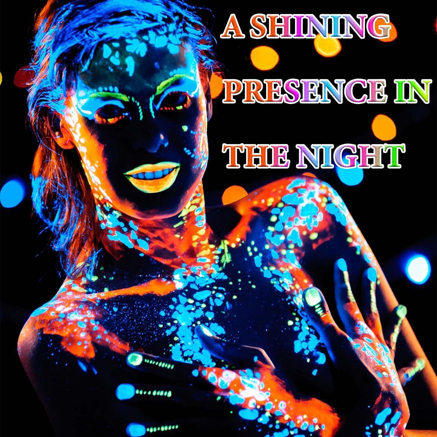 Glow in the Dark Face Paint Crayons, 6 Colours UV & Black Light Body Painting Kit, Non-Toxic Makeup for Halloween, Festivals, Easter, Masquerades, Party Supplies image number 2