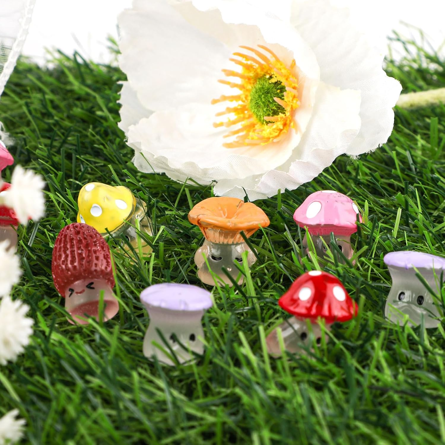 36Pcs Luminous Mini Mushrooms, Cute Tiny Glow in the Dark Figurines Miniature Resin Ornament Mushroom Statue Decor for Fairy Micro Landscape Patio Garden Potted Plants Craft Home Decoration image number 4