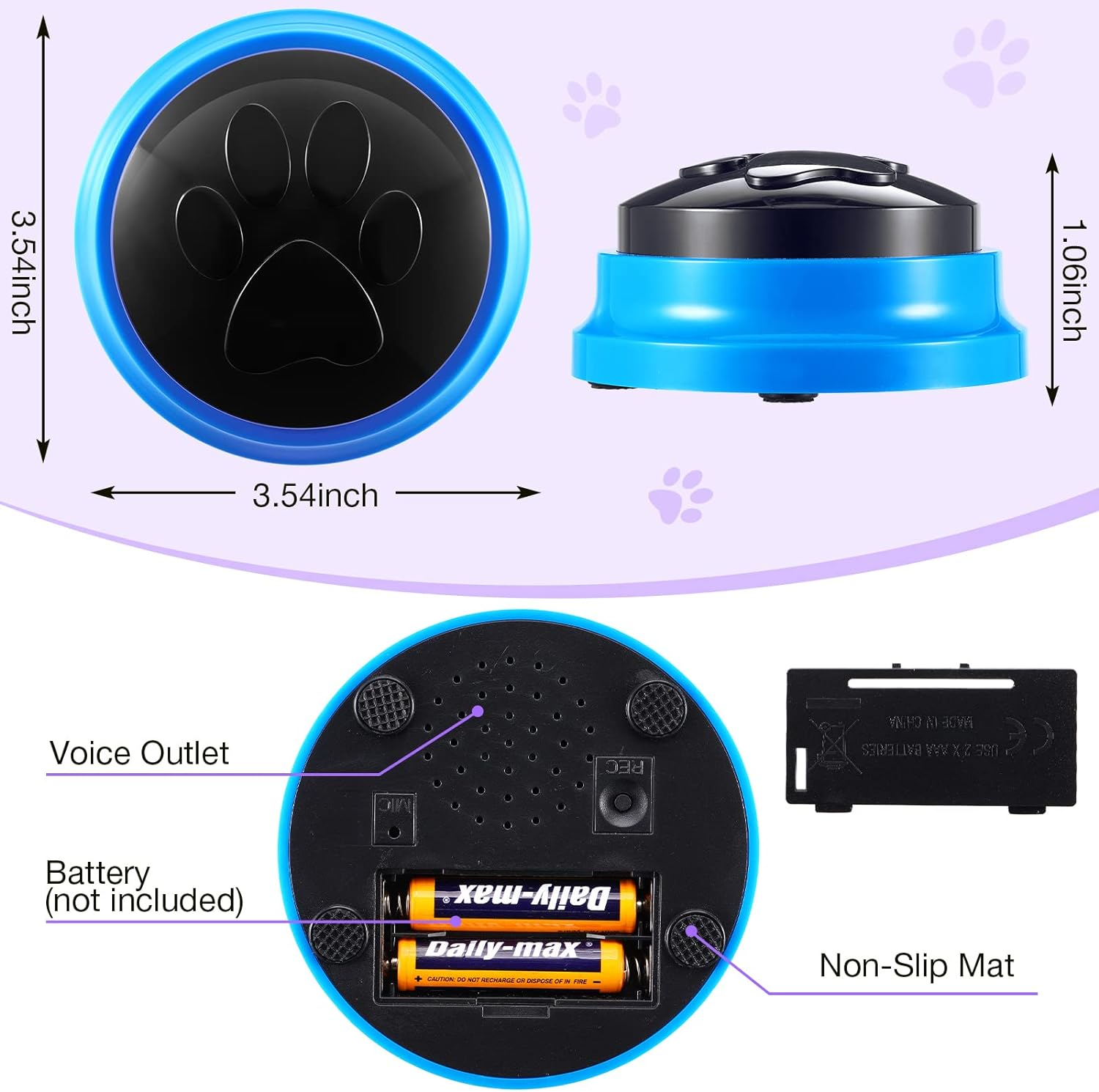 Yunsailing 8 Pack Voice Recording Button Dog Buttons Communication Recordable Buttons Dog Cat Talking Button Pet Training Buzzer, 30 Second Recording Buzzers Pet Learning, Office Game, 8 Colors image number 6