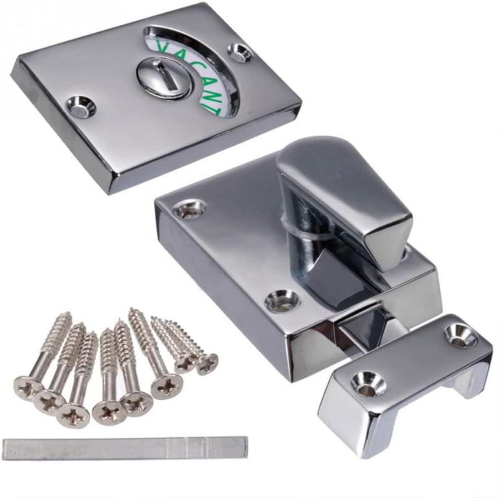 Bathroom Toilet Lock, Zinc Alloy Vacant Engaged Privacy Bolt Door Latch with Indicator for Home, Office and Changing Room - Nickel Brushed