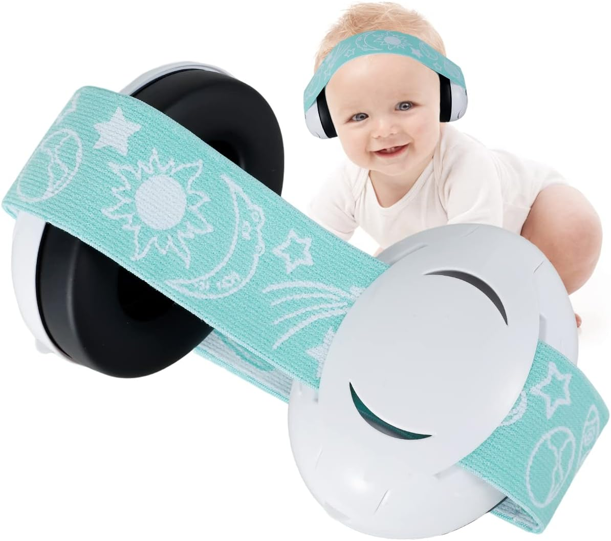 Infants Headphone, Kids Ear Defenders Noise Cancelling Headphones with Adjustable Headband, Ear Protectors Hearing Protection Safety Earmuffs Noise Reduction for 0-3 Years Baby (Green) image number 2