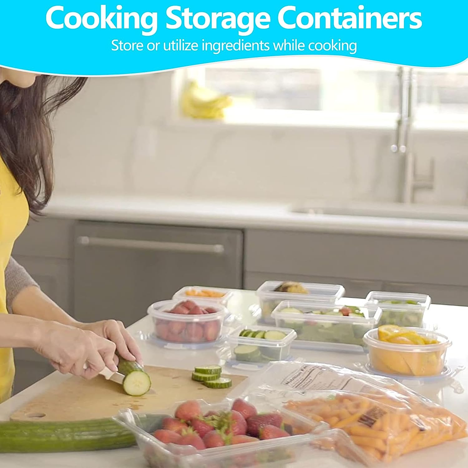 Airtight Food Storage Container Set, Fridge Pantry Organiser Ideal for Home & Kitchen Organisation - Meal Prep Containers Lunch Box -100% Leak Proof Lid (16) image number 3