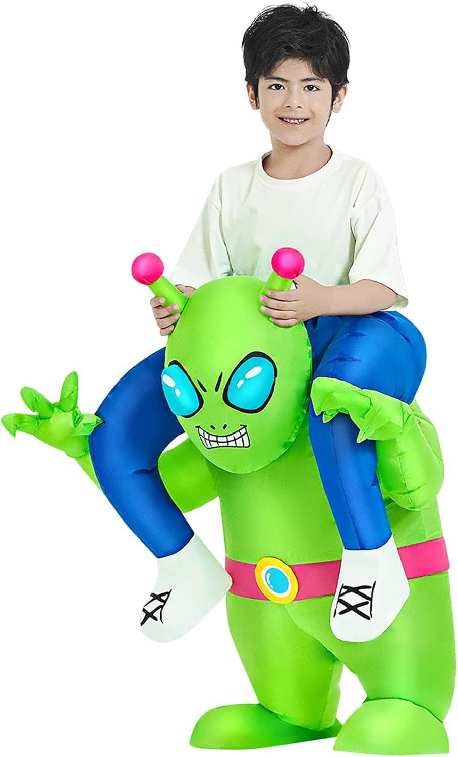 LUVSHIE Inflatable Alien Costume Blow up Costumes Ride on Alien Suit Onesie for Men Women Fancy Party Halloween Cosplay Dress Green