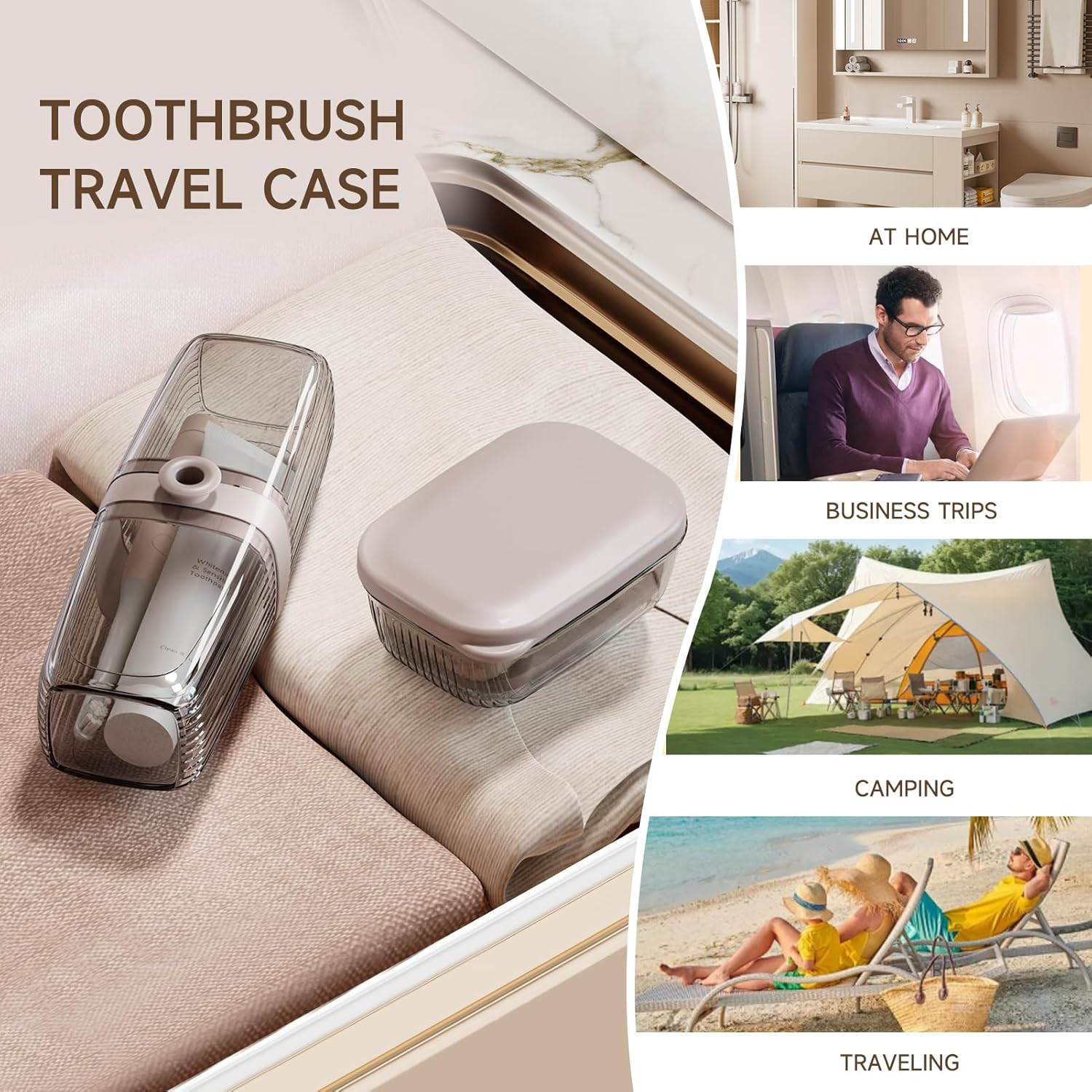 Toothbrush Travel Case, 2 in 1 Toothbrush Holder and Rinse Cup, Large Capacity Toothbrush Cup with Cover, Portable Travel Toothbrush Holder for Traveling, Camping, Trip - 1Pcs - Clear image number 1