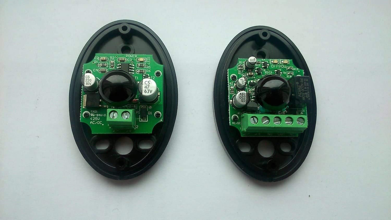 Chamberlain 771REV Compatible Light Barriers, Pair of External Universal Photocells / Infrared IR Security Sensor 12-24 Vac/Vdc, NO/NC. Range: up to 20 M