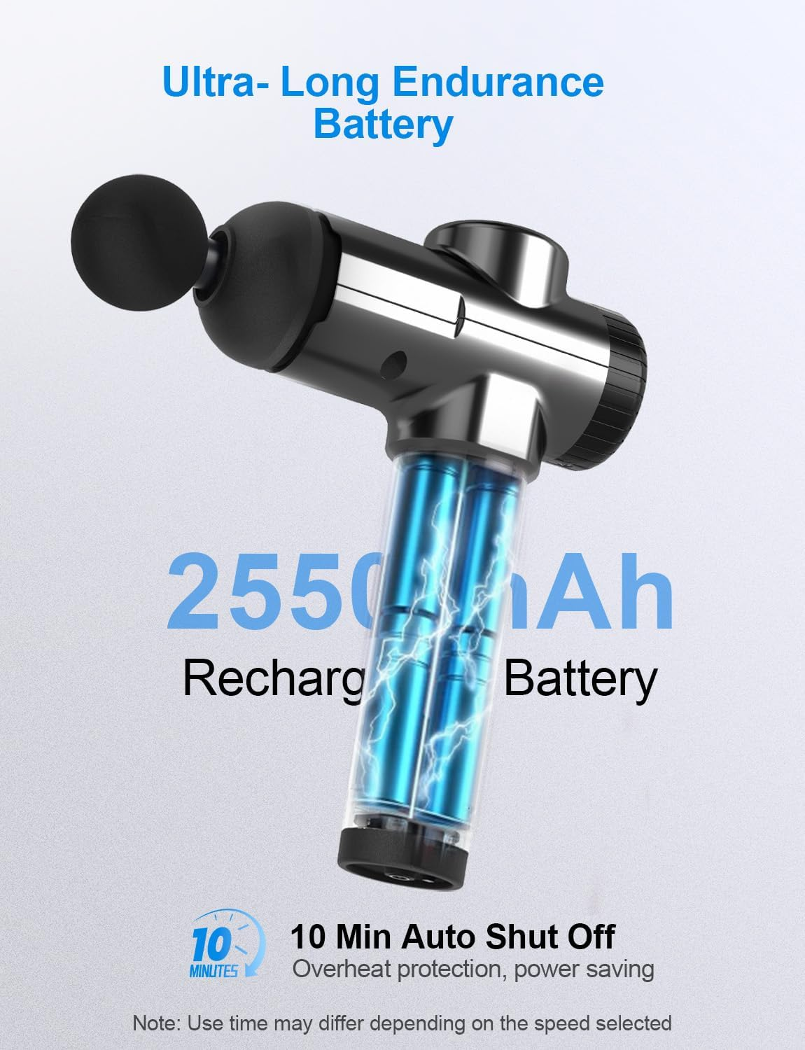 UOHHBOE Massage Gun Electric Muscle Massager Deep Tissue 99 Speeds 2550Mah 3300 RPM Low Noise LED Touch Screen with 8 Replaceable Heads image number 5