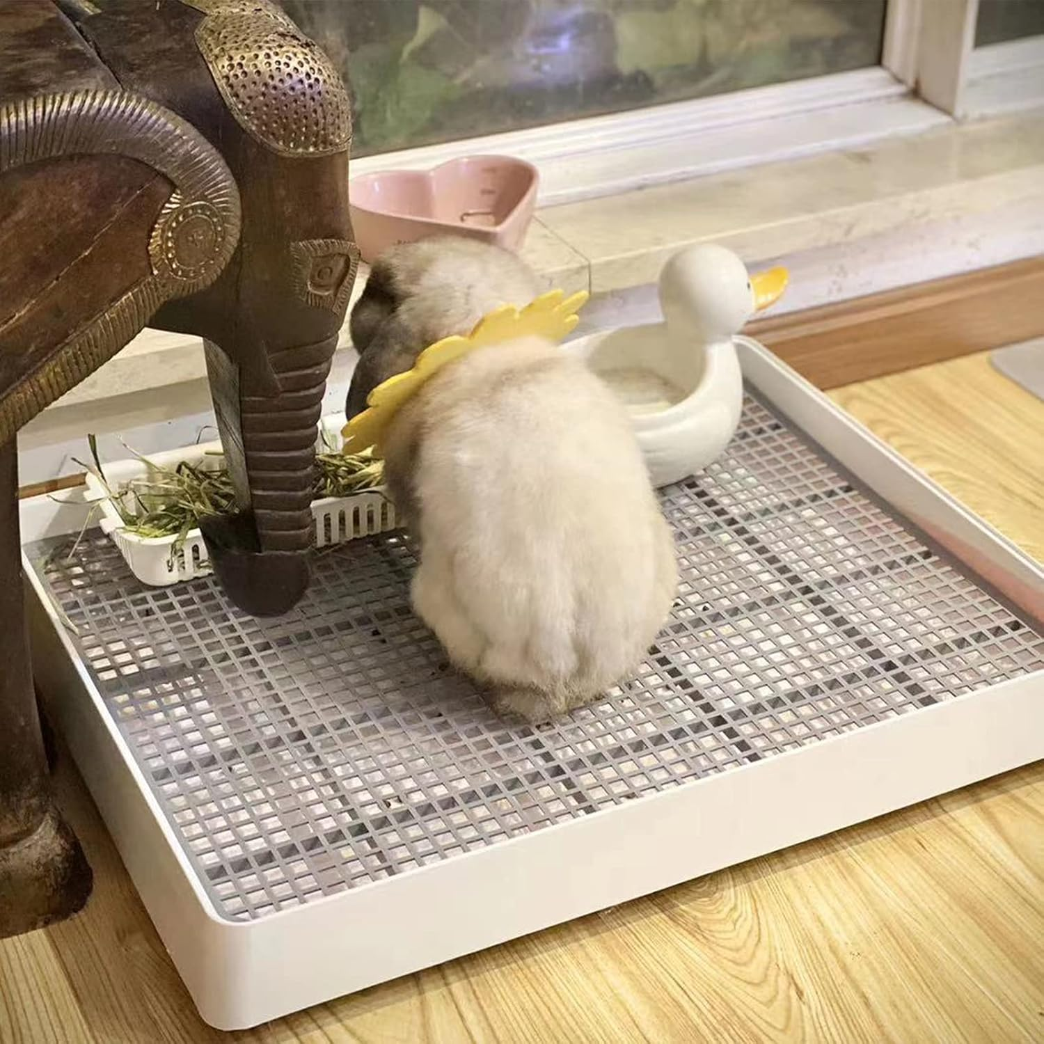 PODOO Rabbit Large Litter Box, Guinea Pig Training Pan Cage with Toilet Tray, Ideal for Rats, Ferret, Bunny Small and Medium Animals (Medium) image number 4