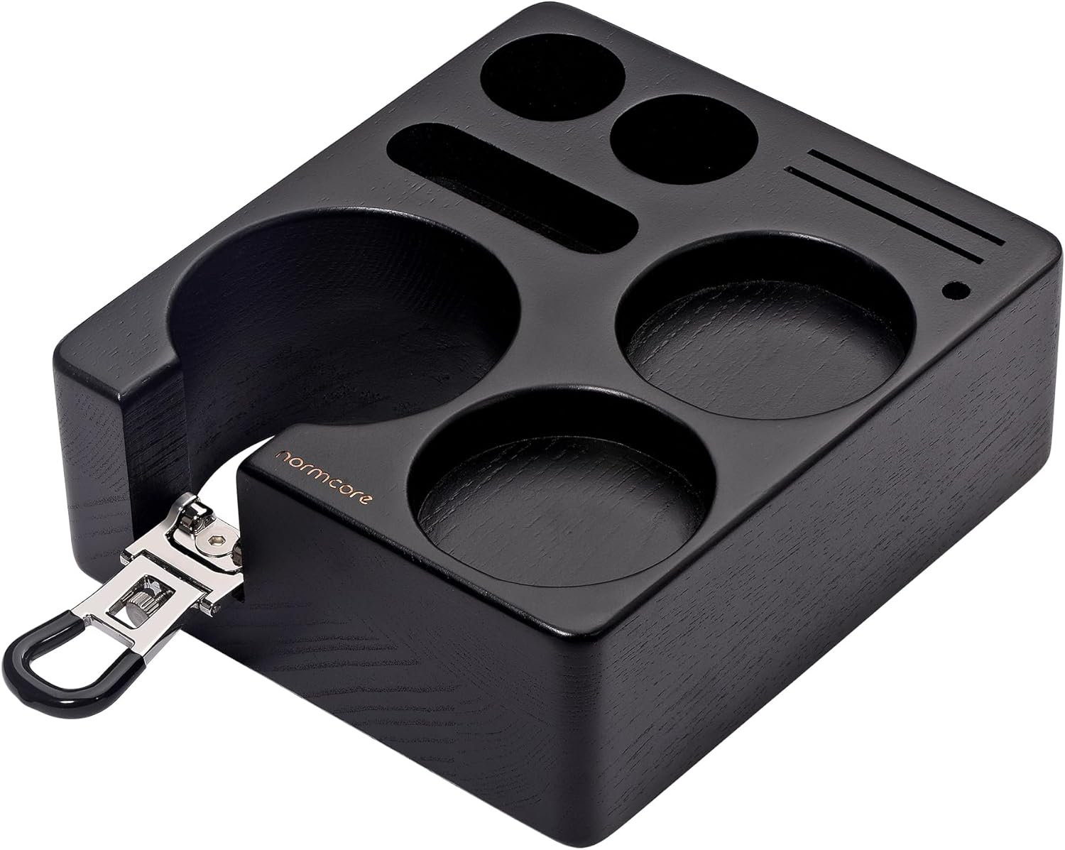 Normcore Espresso Tamper Holder, Wooden Coffee Tamper Station Base, Genuine American Black Ashwood Espresso Tamp Mat Holder Portafilters Stand Fit for 58Mm Espresso Accessories