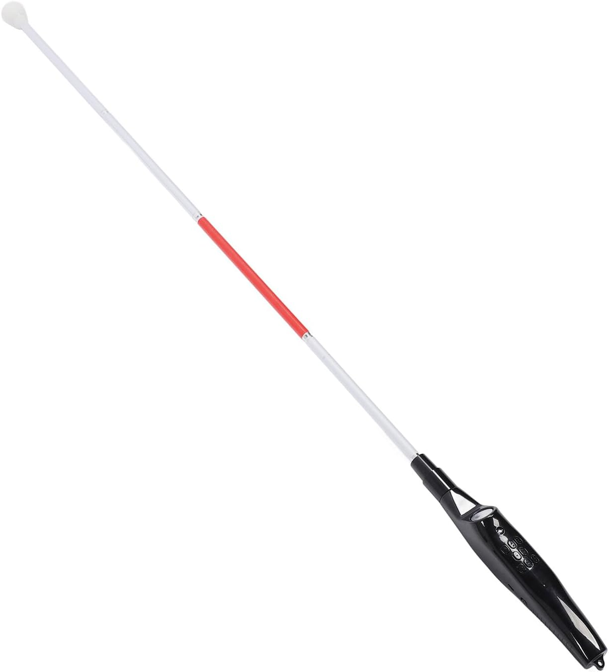 Intelligent Telescopic Blind Cane, Obstacle Detection Electronic Alarm Voice Guides Stick with Red Reflective, Aluminum Alloy Reflective Folding Walking Stick for Blind People image number 1