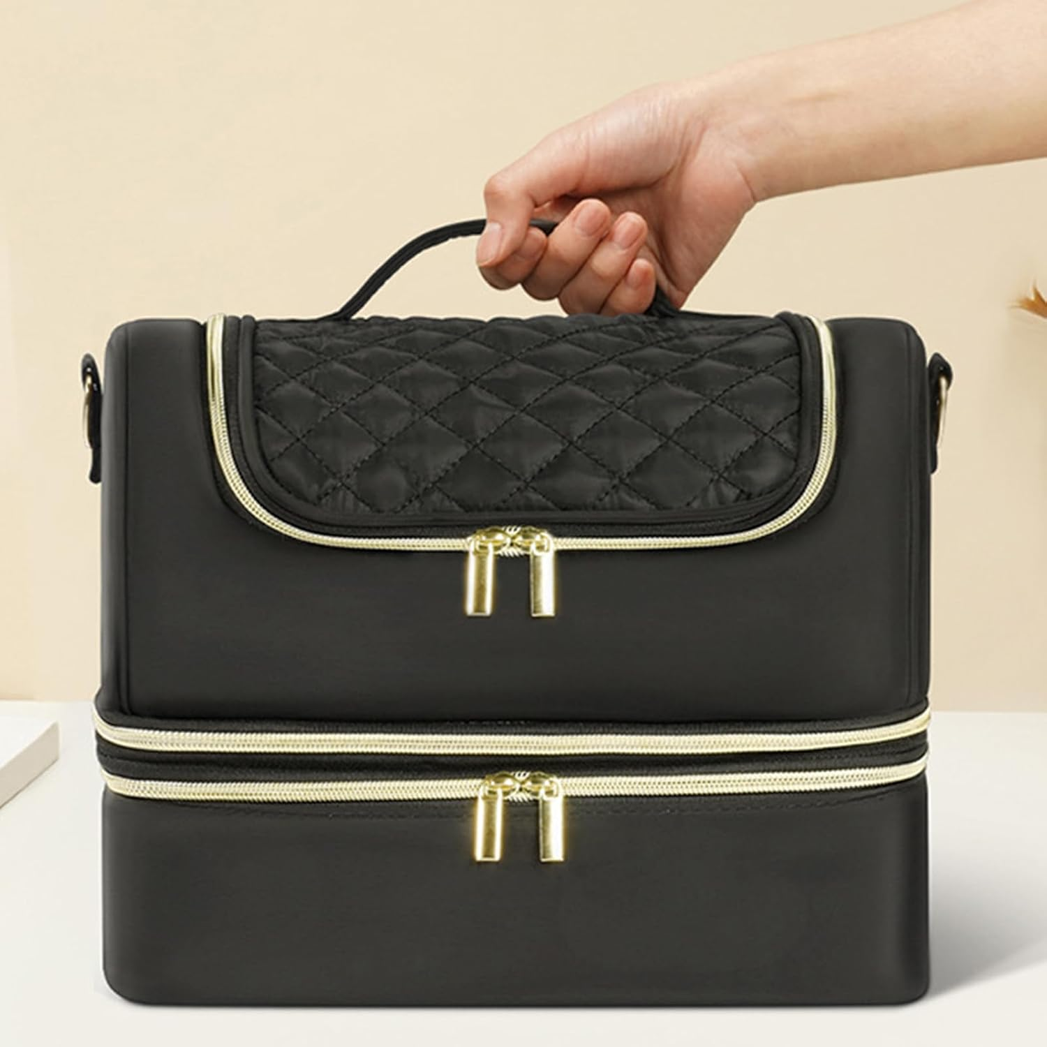 Nail Polish Storage Case - Nail Polish Carrying Case, Nail Supplies Storage Bag, 2 Layer Storage Bag, Can Hold 45 Bottles Nail Polish, Black, Se R&eacute;f&eacute;rer Au Descriptif, Refer to Description image number 4