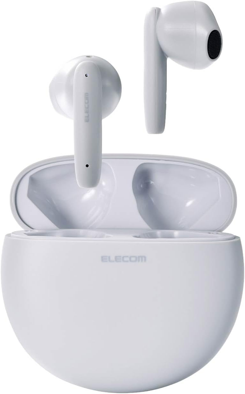 Elecom LBT-TWS17BK Wireless Earphones, Bluetooth 5.3, Stylish round Type, Touch Control, In-Ear Type, SBC/AAC Compatible, Automatic Pairing, Type-C Charging, Black