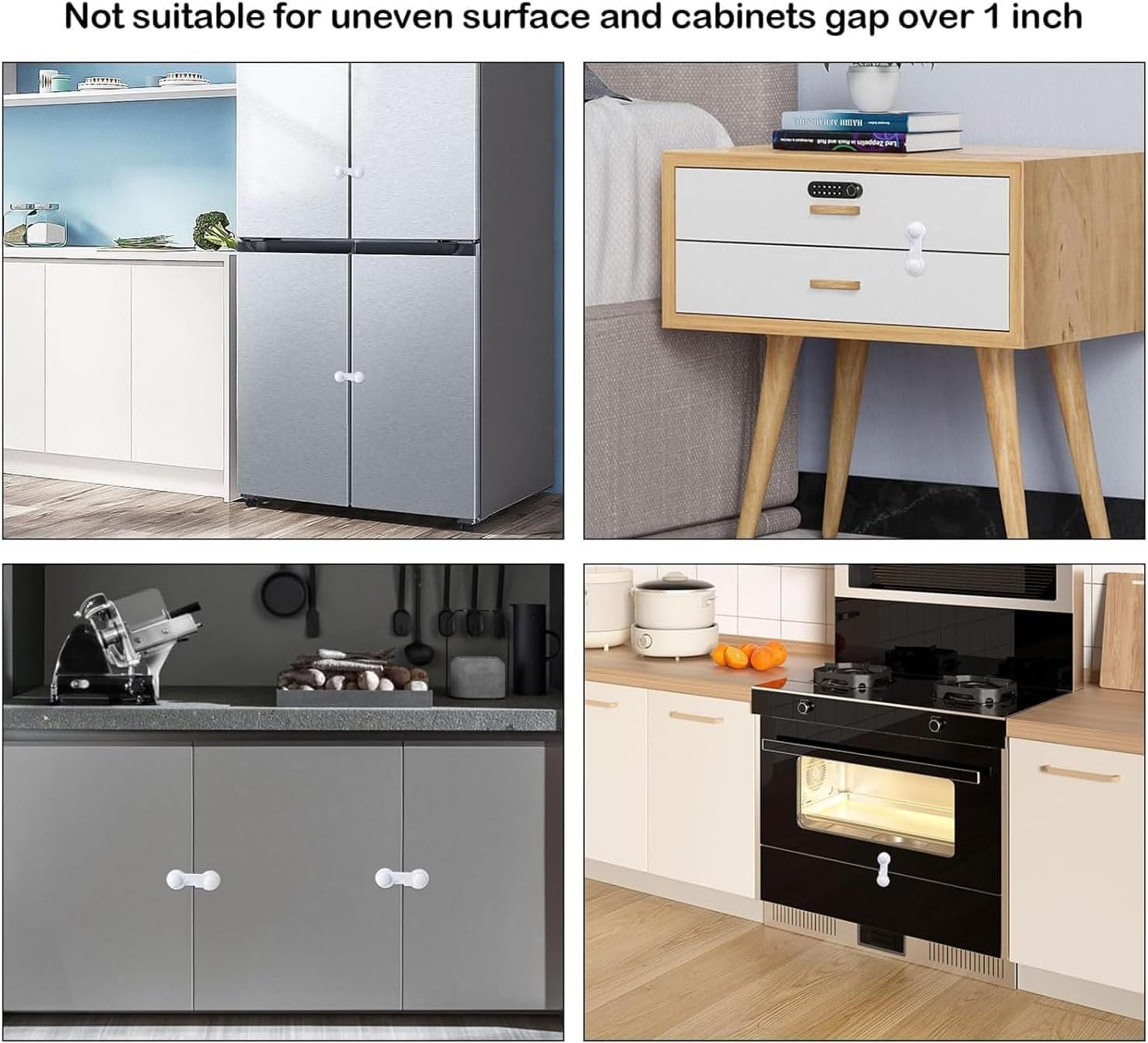 10 Pack Child Safety Locks,With Removable Adhesive Tape,Baby Safety Cabinet Locks for Wardrobe Cupboards Closet Pantry Door Oven and Freezers（White） image number 2