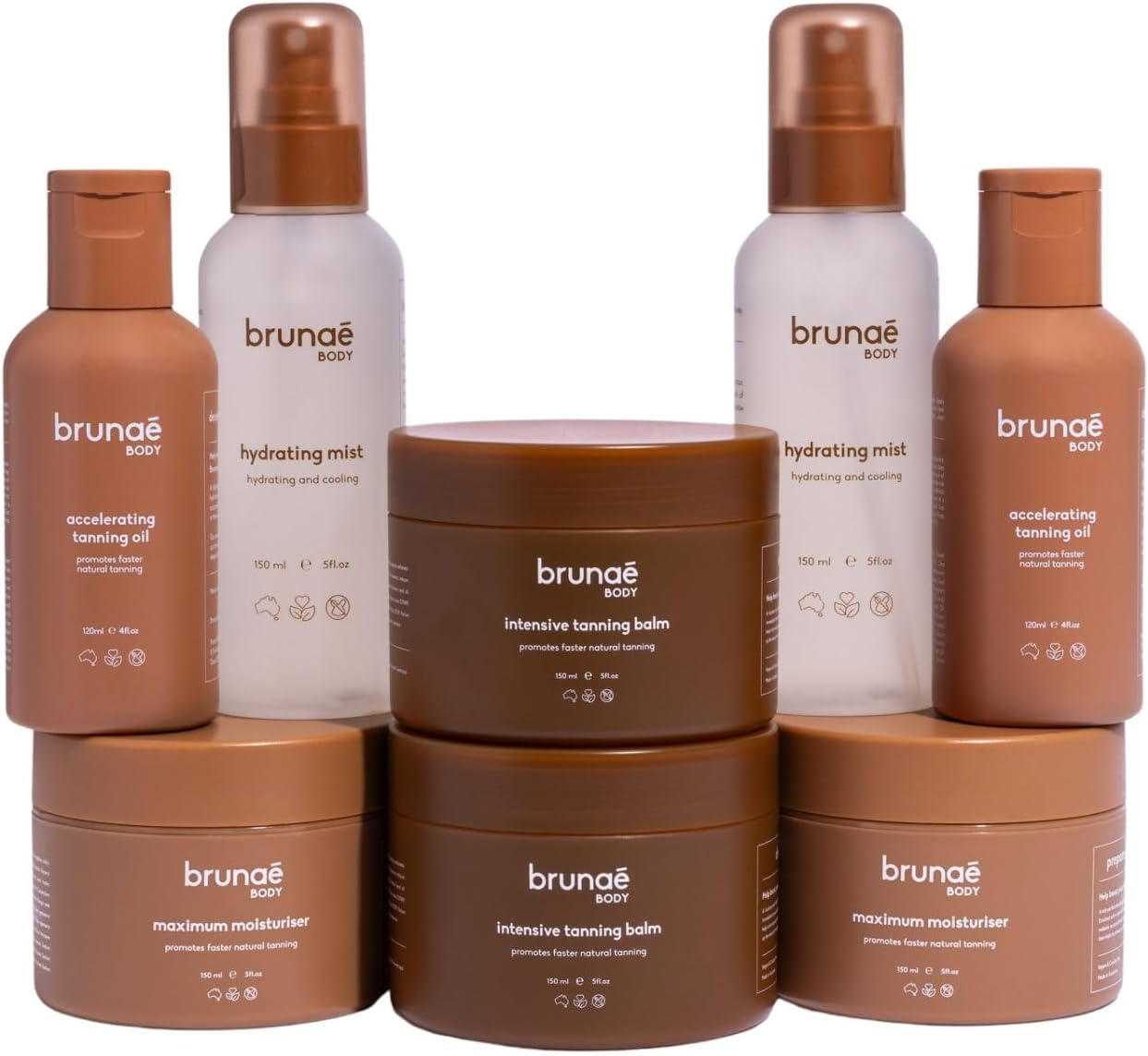 Brunae Body Brunae Lovers Bundle - 3-Step Tanning System for Faster, Darker Tan - Moisturiser, Tanning Oil, Balm & Hydrating Mist image number 2