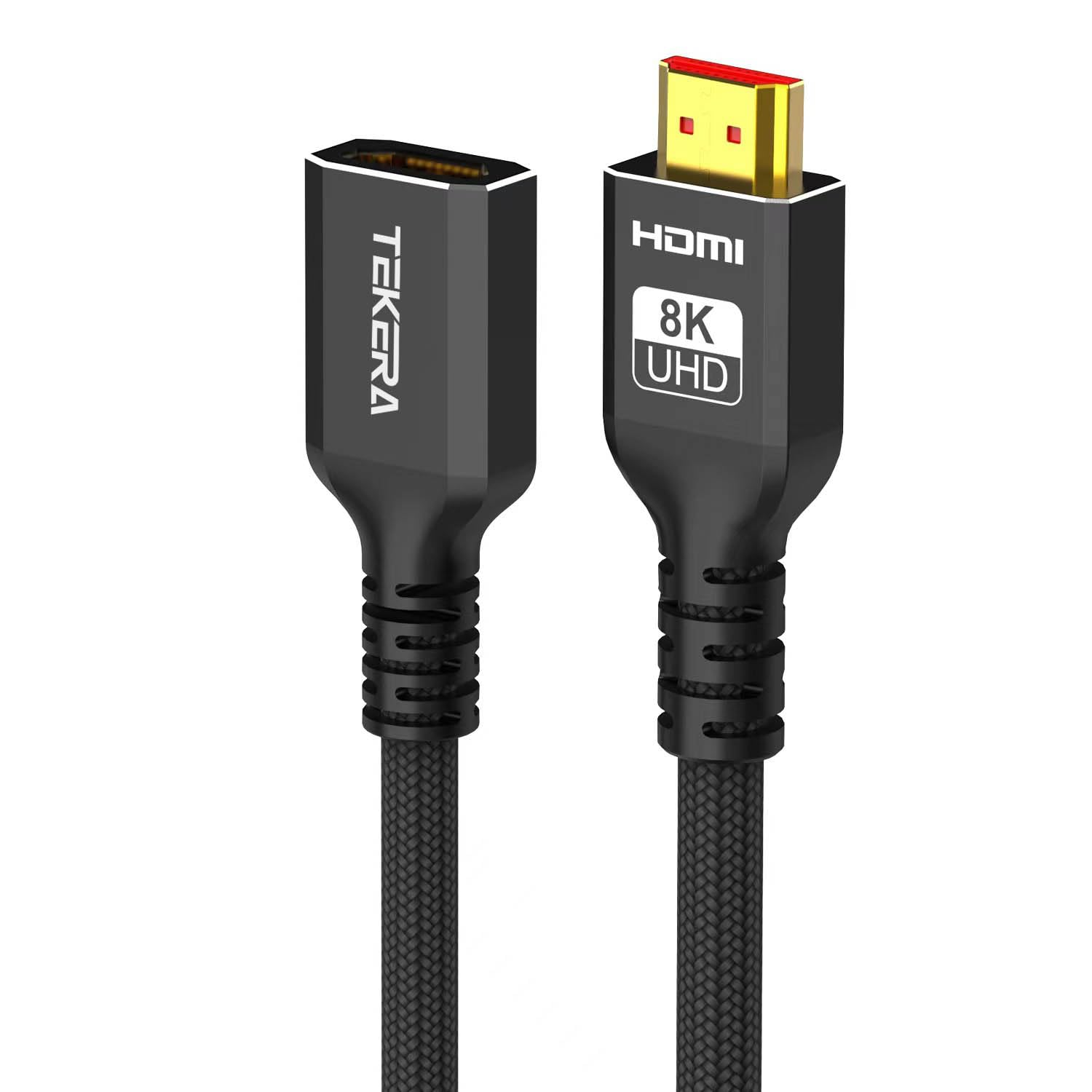 TEKERA 8K HDMI Extension Cable 1M, HDMI 2.1 Extender Male to Female, 48Gbps Ultra High Speed, Support 8K@60Hz 4K@120Hz HDR Earc VRR, Braided for PS5 Xbox TV Monitor Laptop（3.3Ft/1M） image number 1