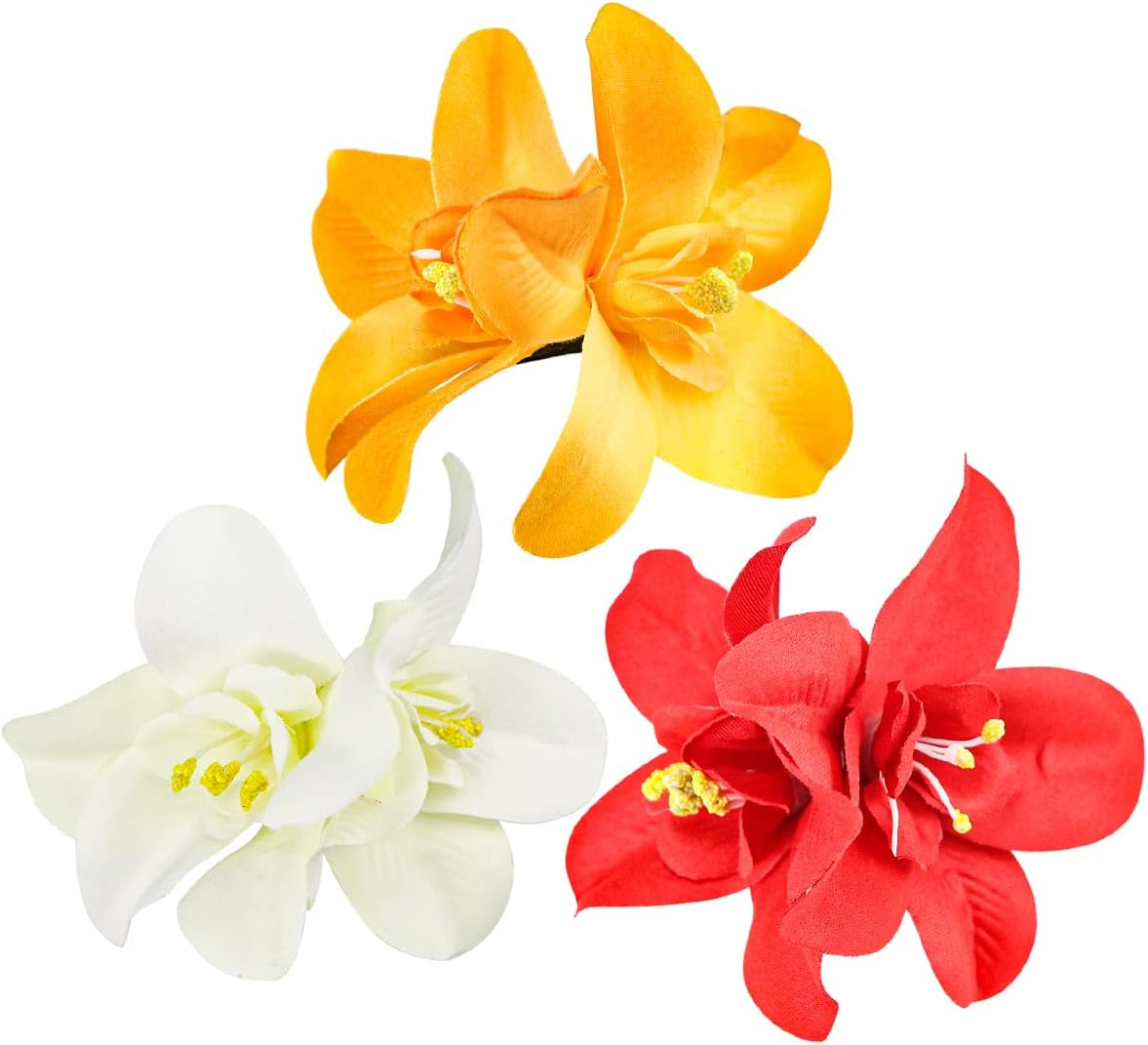FERCAISH 6Pcs Flower Hairpin, Artificial Tropical Hair Clip for Seaside Holiday, Bridal Accessories, 3 Colors Hawaiian Orchid Hairpin for Women and Girls image number 2