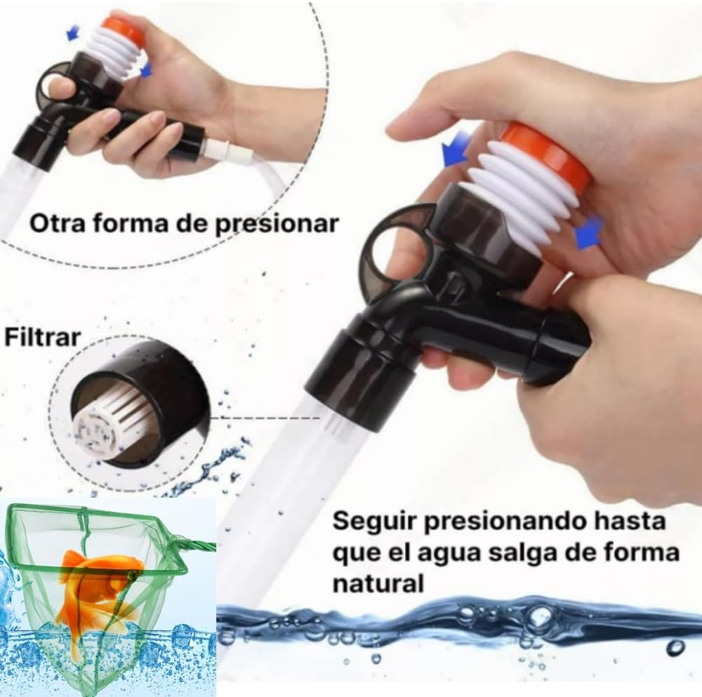 DACUAN Aquarium Gravel Cleaner, Fish Tank Cleaner Kit, Fish Tank Vacuum Cleaner Kit Tool with 2 Extendable Pipe, Glass Scraper, Water Flow Controller Clamp, Fish Net, for Water Changing, Sand Washing image number 3