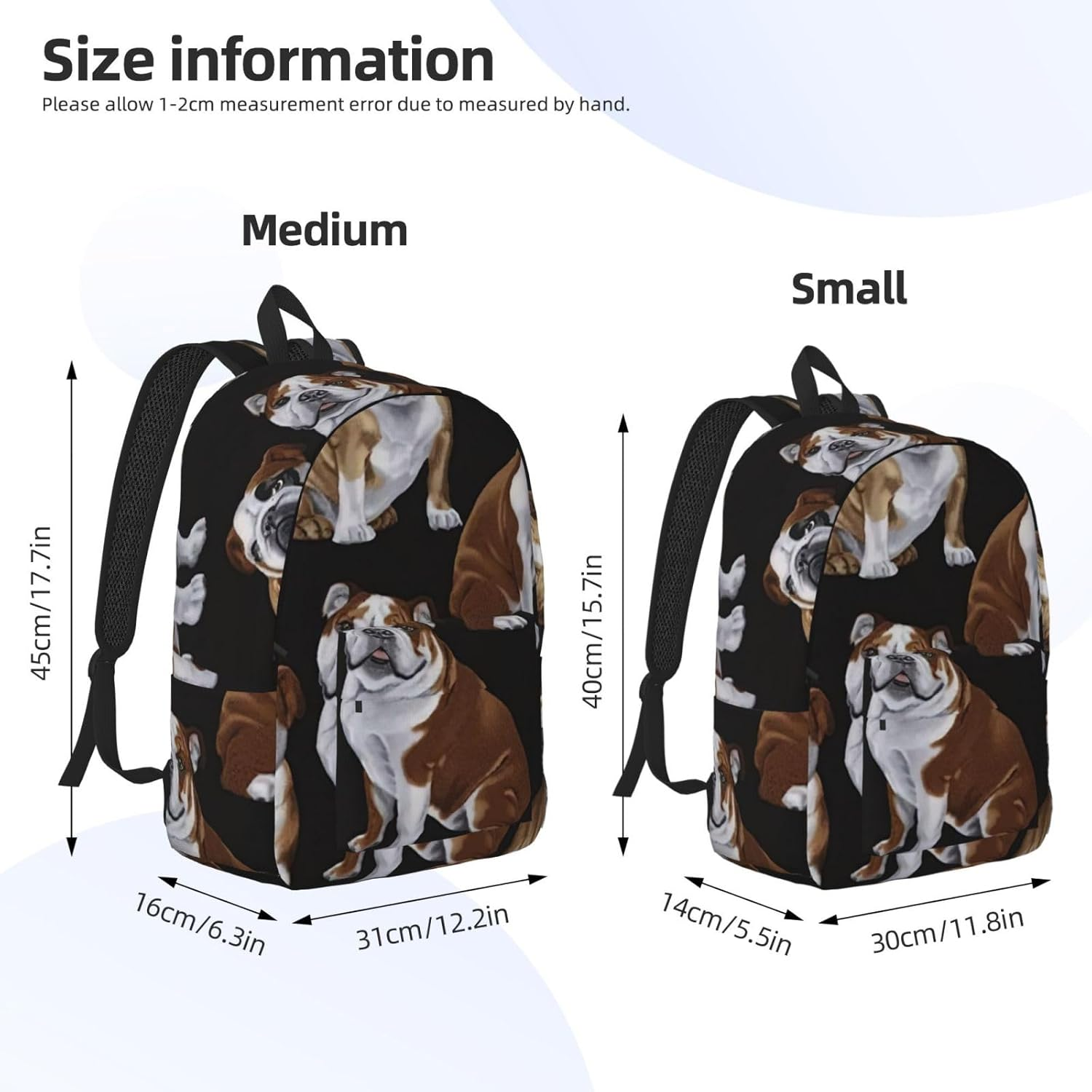 WURTON English Bulldogs Print Canvas Backpack &Acirc;&euro;&ldquo; Versatile Back Pack for All Unisex Work, Hiking Canvas Rucksack image number 6