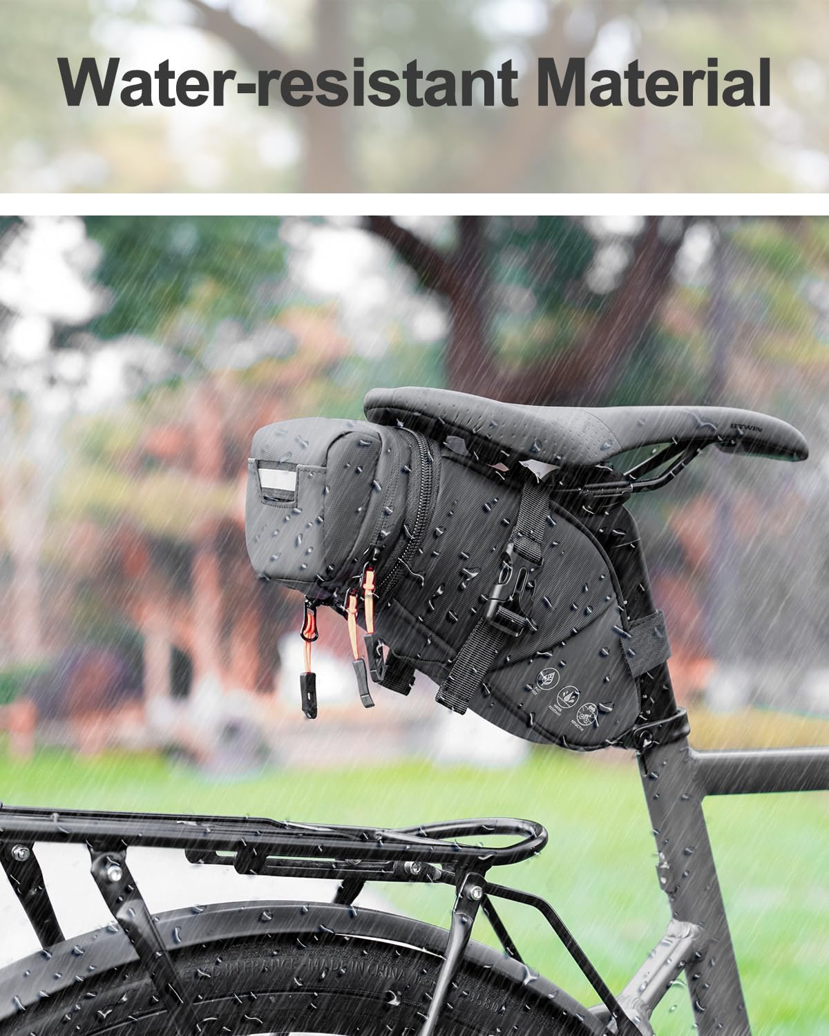 Bike Seat Bag, Waterproof Bicycle Saddle Bag, Expandable Capacity Cycling under Seat Pouch 1.5-2L, Bike Seat Pack for Mountain Road Bikes and Commuter image number 4