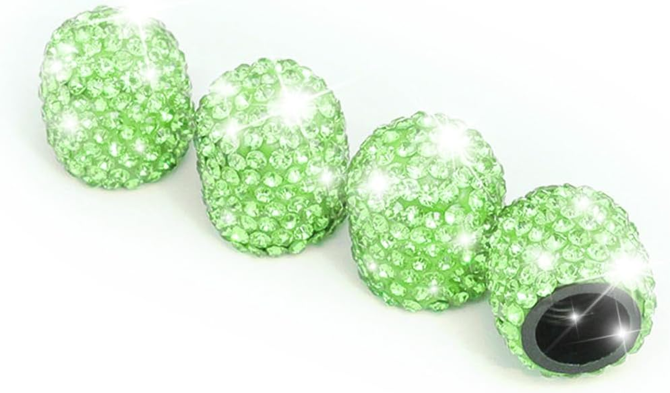 CGEAMDY 4 Pieces Universal Car Valve Caps, Crystal Diamond Valve Caps, Crystal Rhinestone Car Tyre Caps, Tyre Valve Dust Caps, Bicycle Tyre Valve Caps (AB)