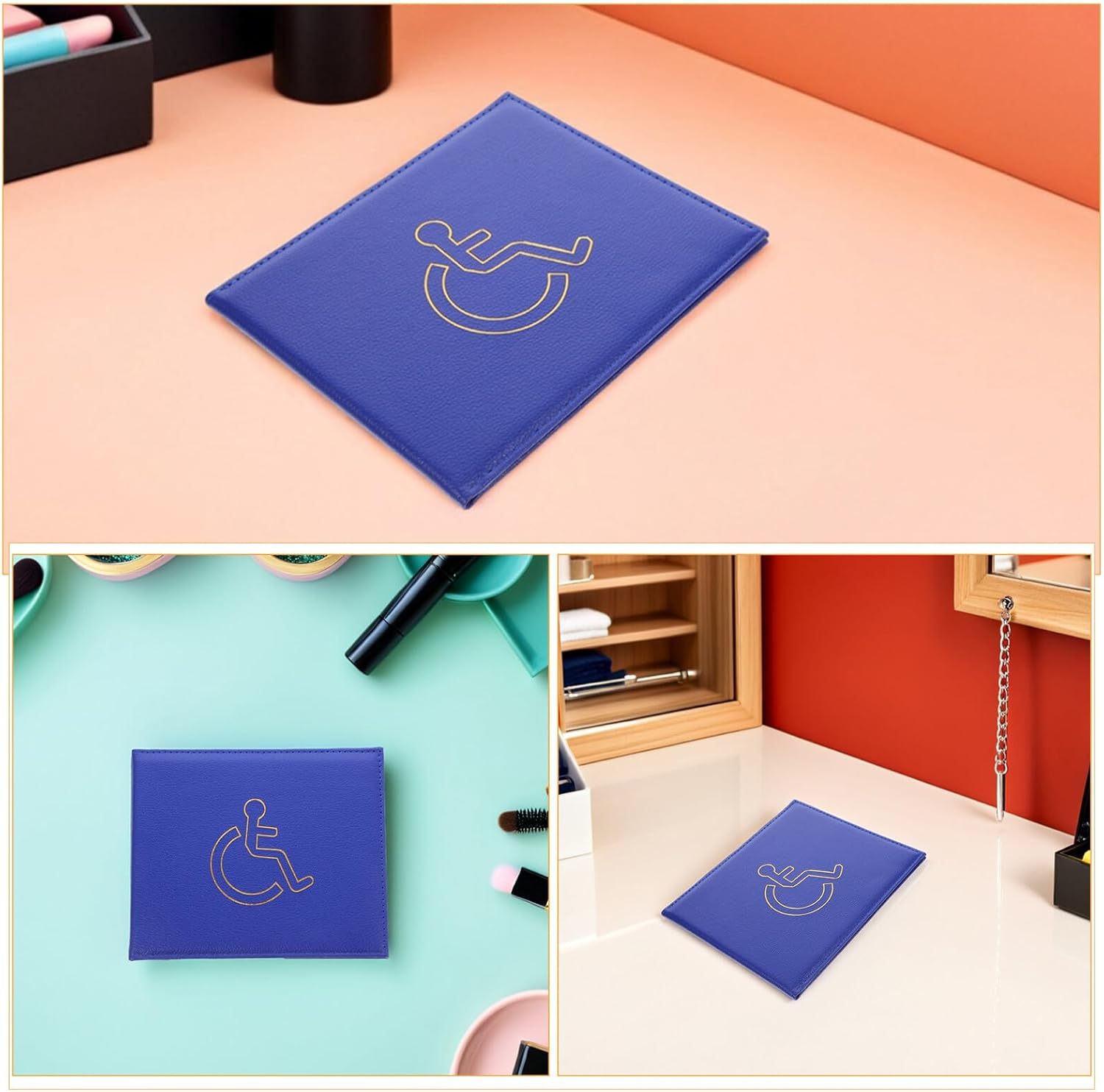 SECFOU 2Pcs Disability Certificate Holder Sleeves, EU Disabled Card Organizer with Protective Cover, Dark Blue Disability Badge Wallet for Travel and Car Use image number 6