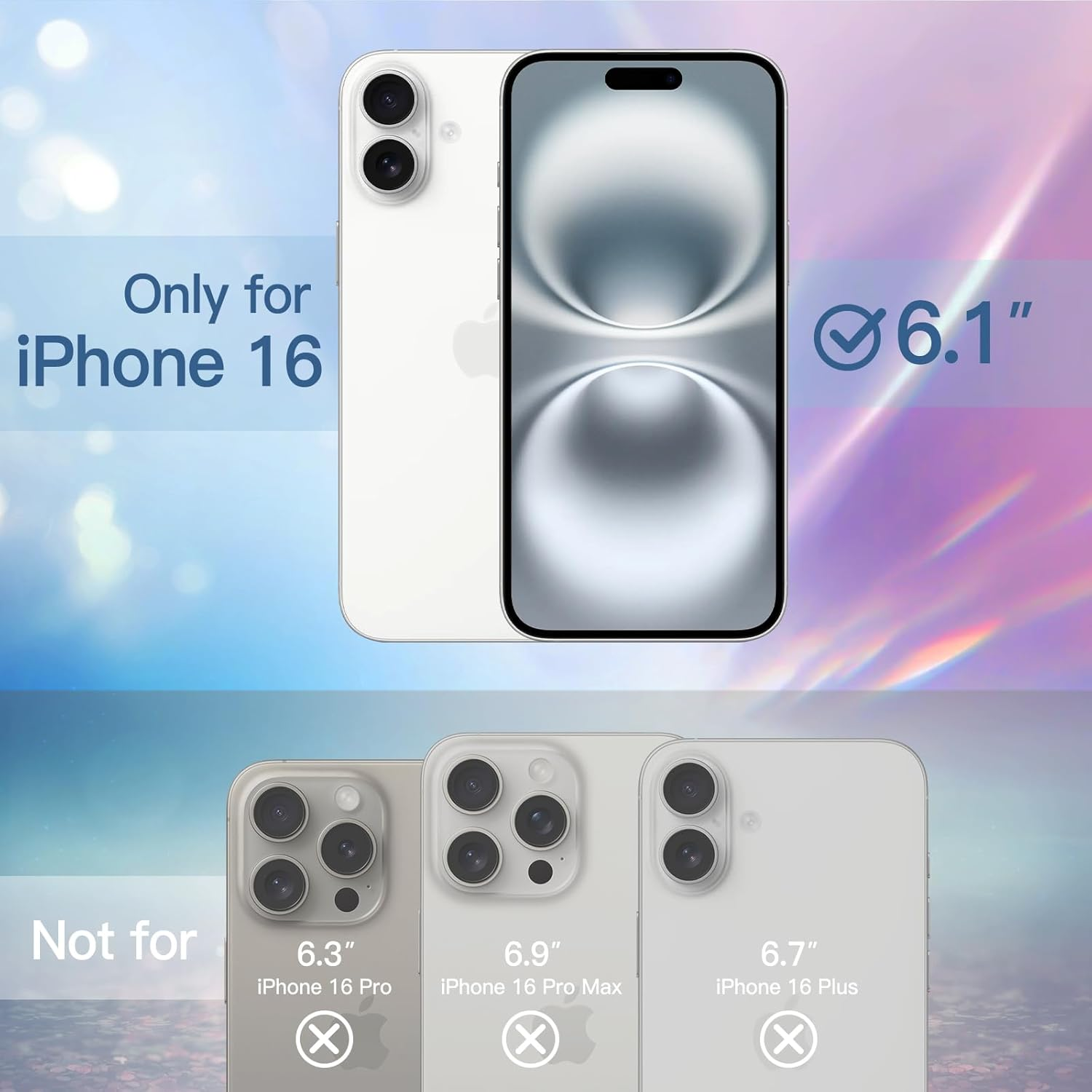 Jetech Glitter Case for Iphone 16 6.1-Inch, Bling Sparkle Shockproof Phone Bumper Cover, Cute Sparkly for Women and Girls (Clear)