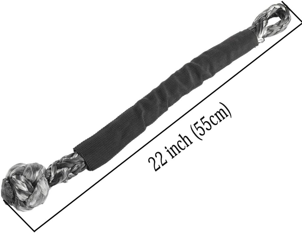 Synthetic Soft Shackle - 7/16 Inch X 22 Inch 35,000Lbs Breaking Strength, UHMWPE Rope Shackle with Protective Sleeves for Sailing SUV ATV 4X4 Truck Jeep Recovery Towing, Gray