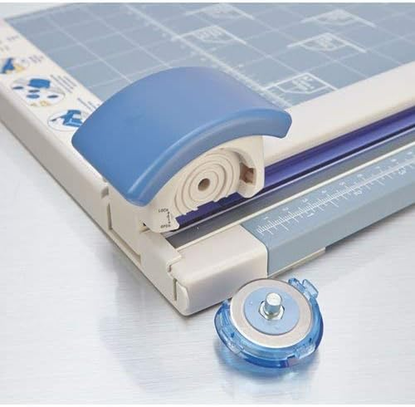 Carl MFG Rotary Trimmer, 12-Inch Cutting Length, 10-1/4 X 12 X 3/4 Inches, Gray (CUI12200), Blue and Gray image number 4