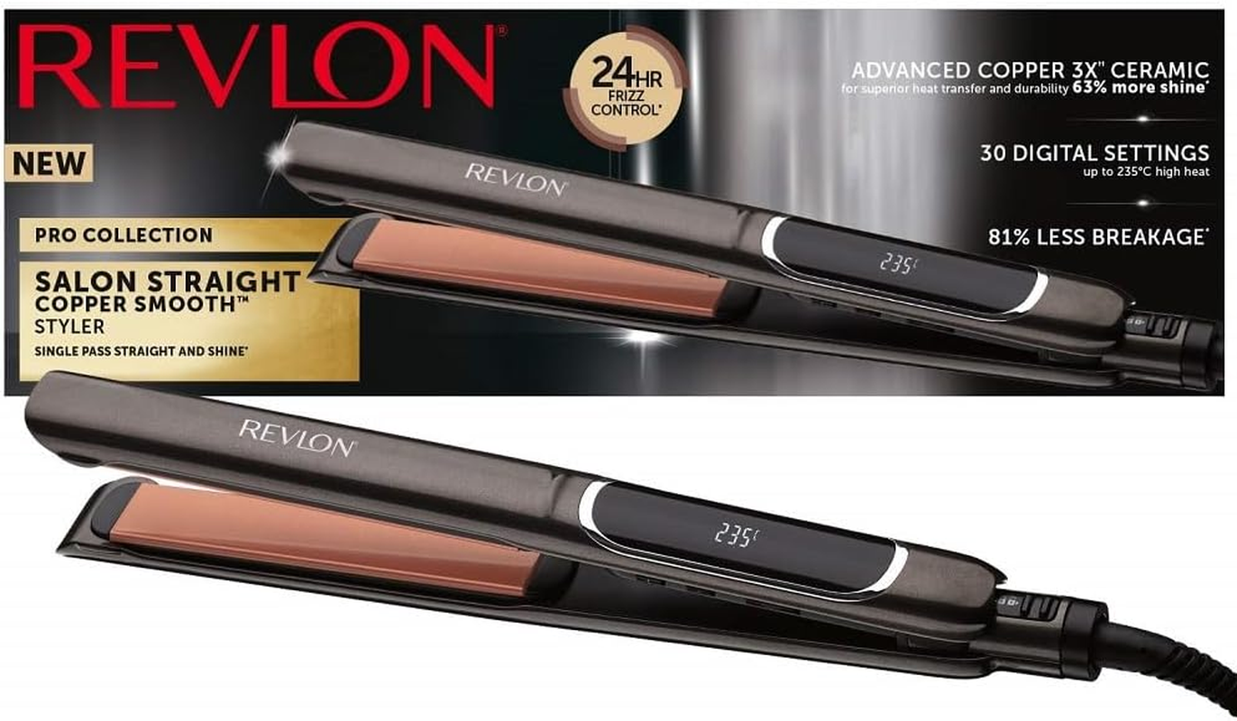 REVLON PROFESSIONAL Pro Collection Salon Straight Extra Long Copper Hair Straightener, 125 Mm, RVST2175E, Black image number 1