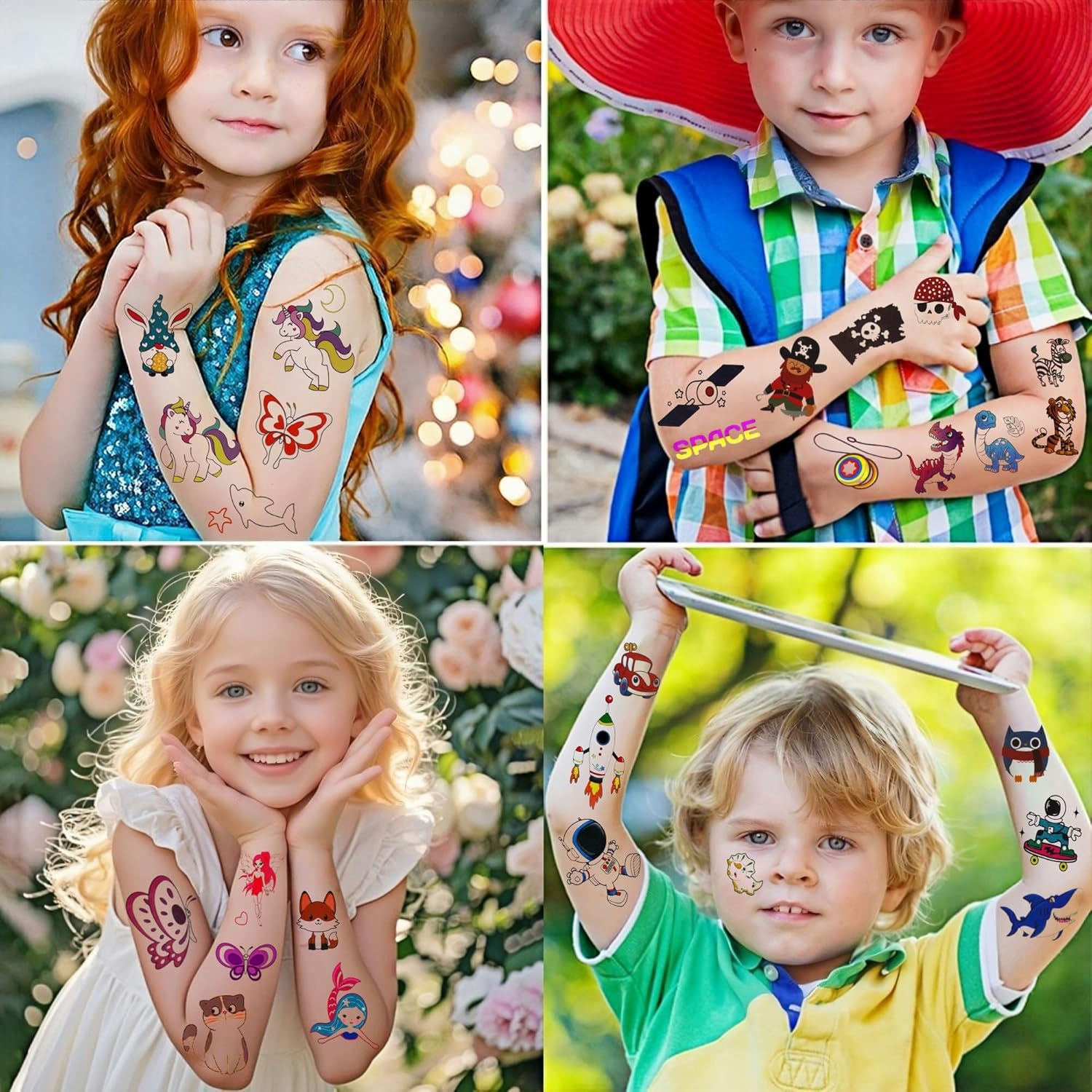 Pack of 300 Tattoos for Children, Children'S Tattoos Girls Boys Toys from 3 4 5 6 7 8 9 10 Years Party Bags Children'S Birthday Luminous Tattoos Temporary Tattoos Gifts 3 4 5 6 7 8 9 10 Years Party image number 4