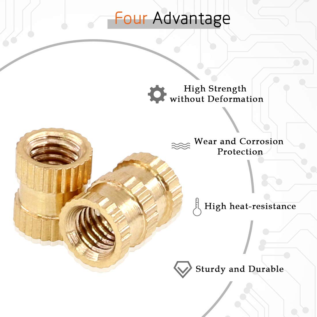 Rustark 330Pcs M2 M3 M4 M5 Metric Female Thread Brass Knurled Threaded Insert Embedment Nuts Assortment Kit image number 1