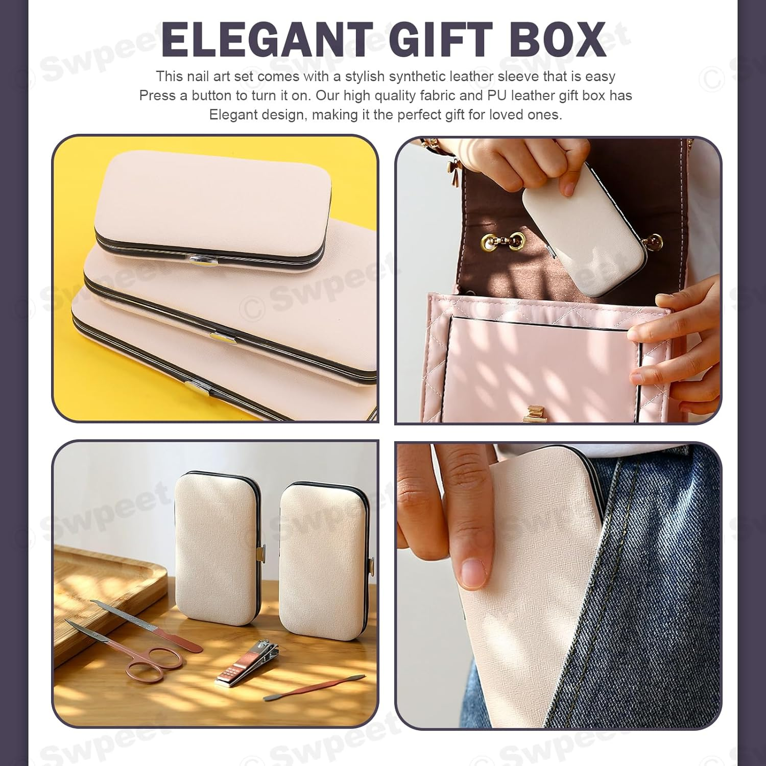 Swpeet 12Pcs Manicure Set, Nail Clippers Set, High Precisio Stainless Steel Nail Cutter Pedicure Kit Grooming Kit Manicure Fingernails, Toenails with Portable Stylish Case for Personal Care, Rose Gold image number 7