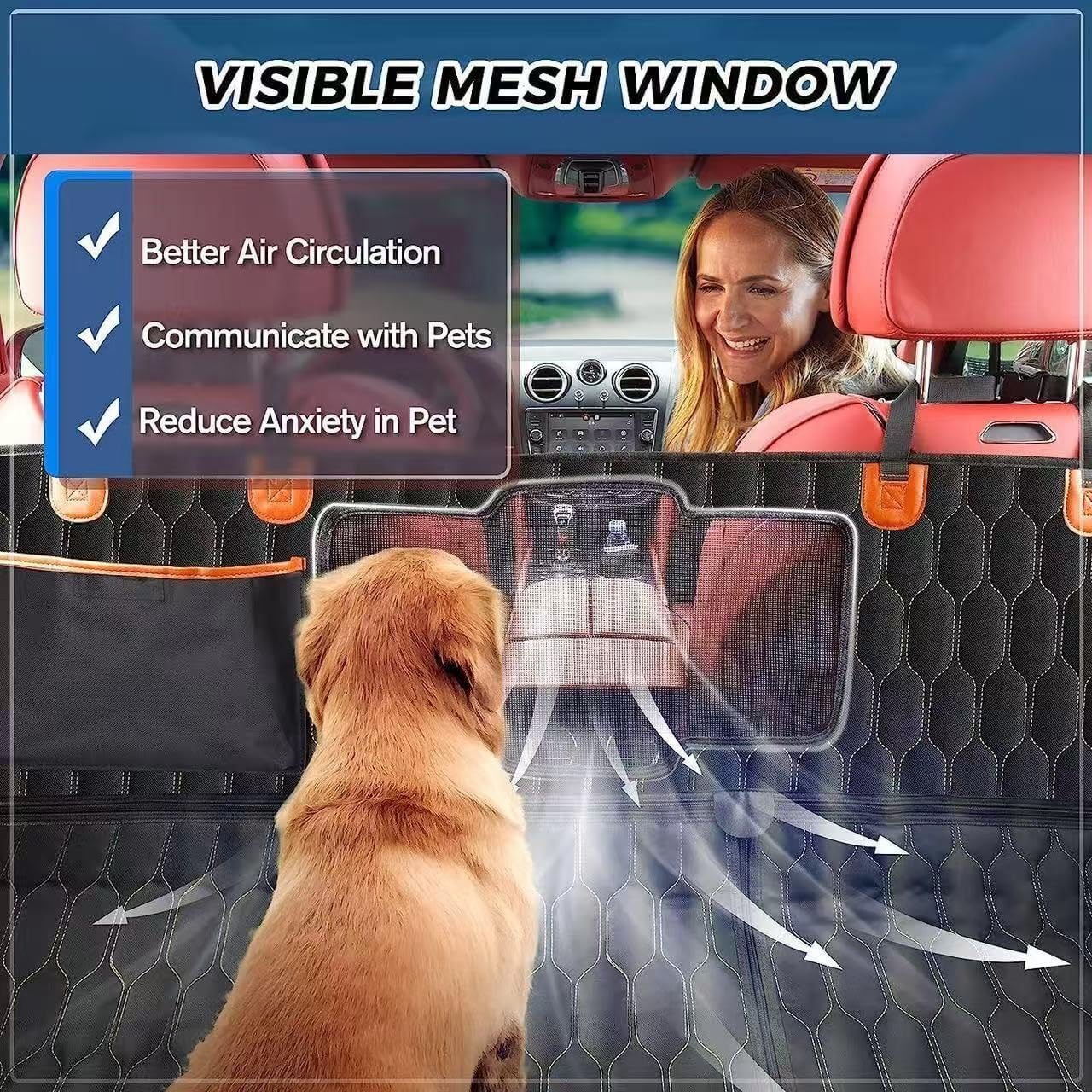 Dog Seat Cover, 6-In-1 Car Back Seat Protector for Pets, Waterproof Hammock, Suitable for Cars, Trucks, Suvs - Scratch-Resistant and Non-Slip Back Seat Pad, Dog Seat Protection image number 1
