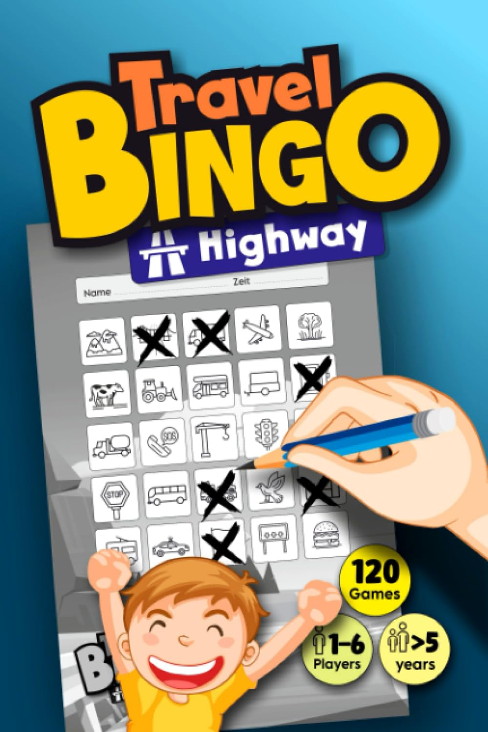 TRAVEL BINGO "Highway": Car Activity for Children and Kids from 8 Years - Play Alone or Together on Any Trip, Ride and Roadtrip
