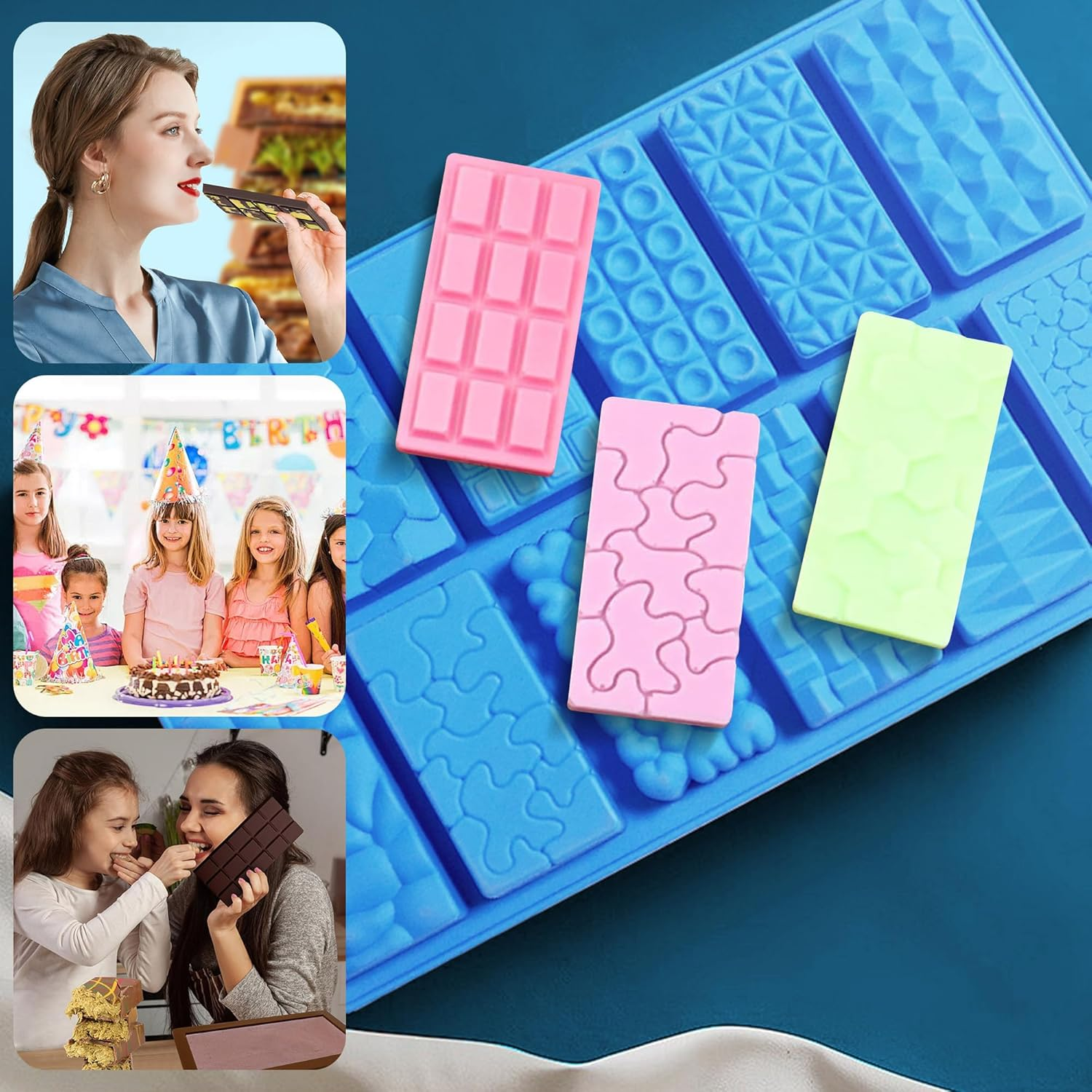 2025New Deep Small Chocolate Bar Mold for Mini Dubai, 2Pcs Candy Silicone Molds for Dubai Pistachio image number 6