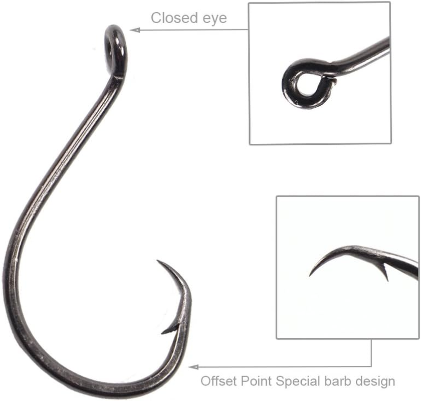 Croch 150 Pack Octopus Circle Hooks Offset Point 6 Size #1, 1/0, 2/0, 3/0, 4/0, 5/0