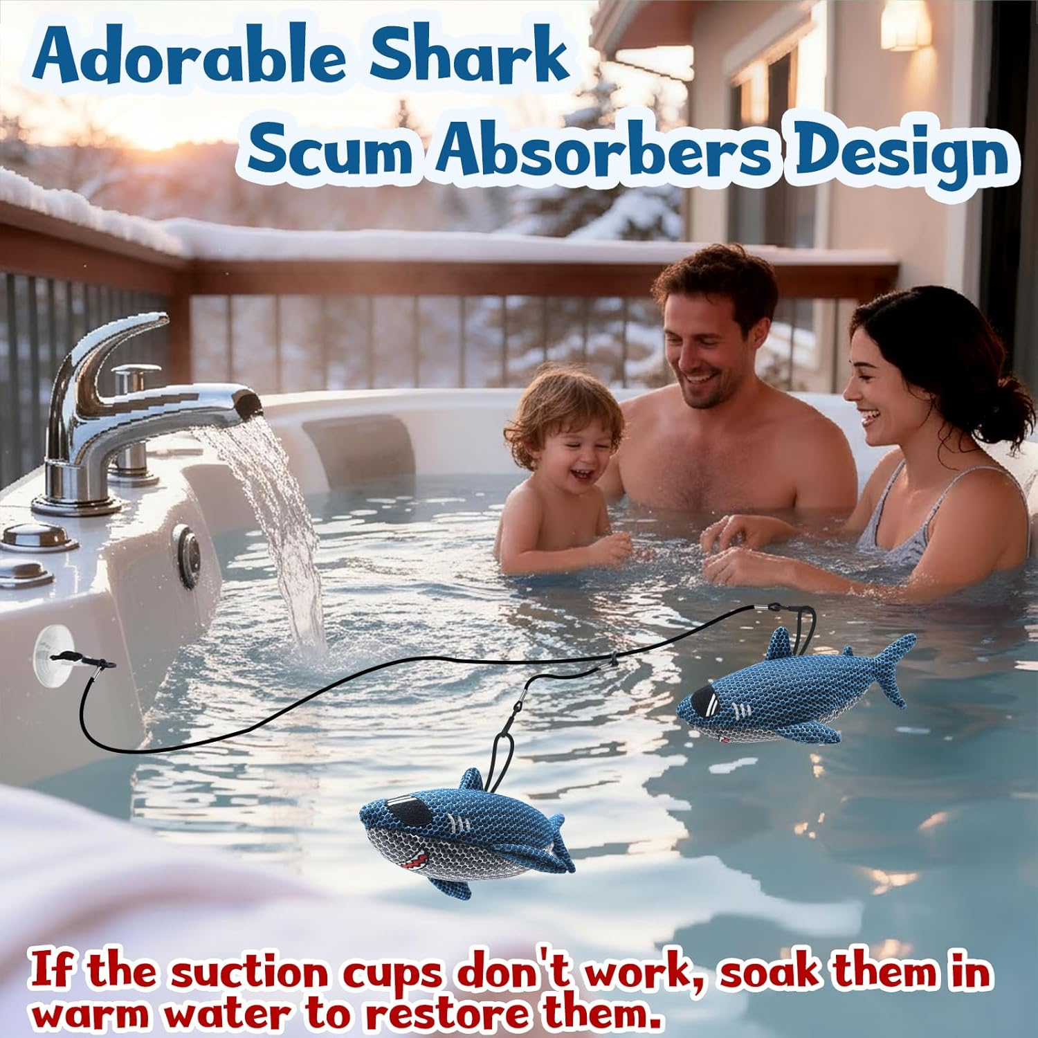 1 Pack Shark Hot Tub Scum Absorber for Hot Tubs and Pools Reusable Oil Absorbing Sponge Shark(Blue Shark, Unit Count, 1) image number 2